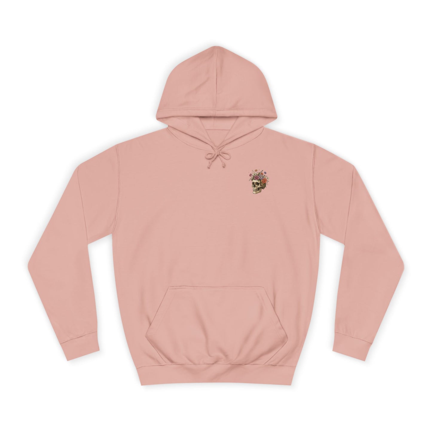 Skull & Floral College Hoodie  Rose Crown Skull Graphic Hoodie