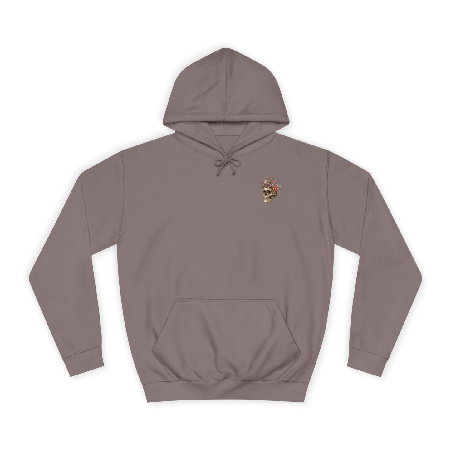 Skull & Floral College Hoodie  Rose Crown Skull Graphic Hoodie