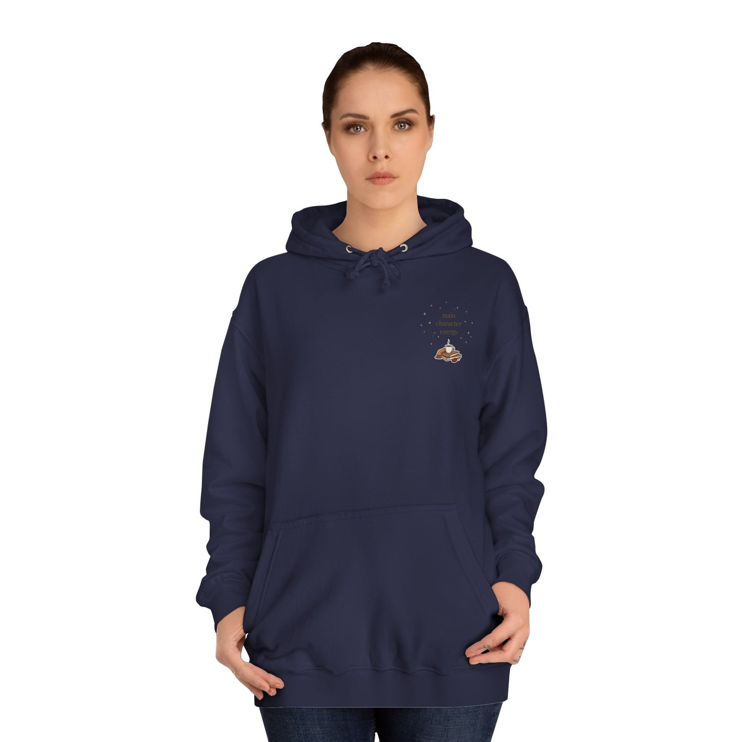 Cosy Campus Hoodie  'Main Character Energy'  Book Lover College Sweatshirt