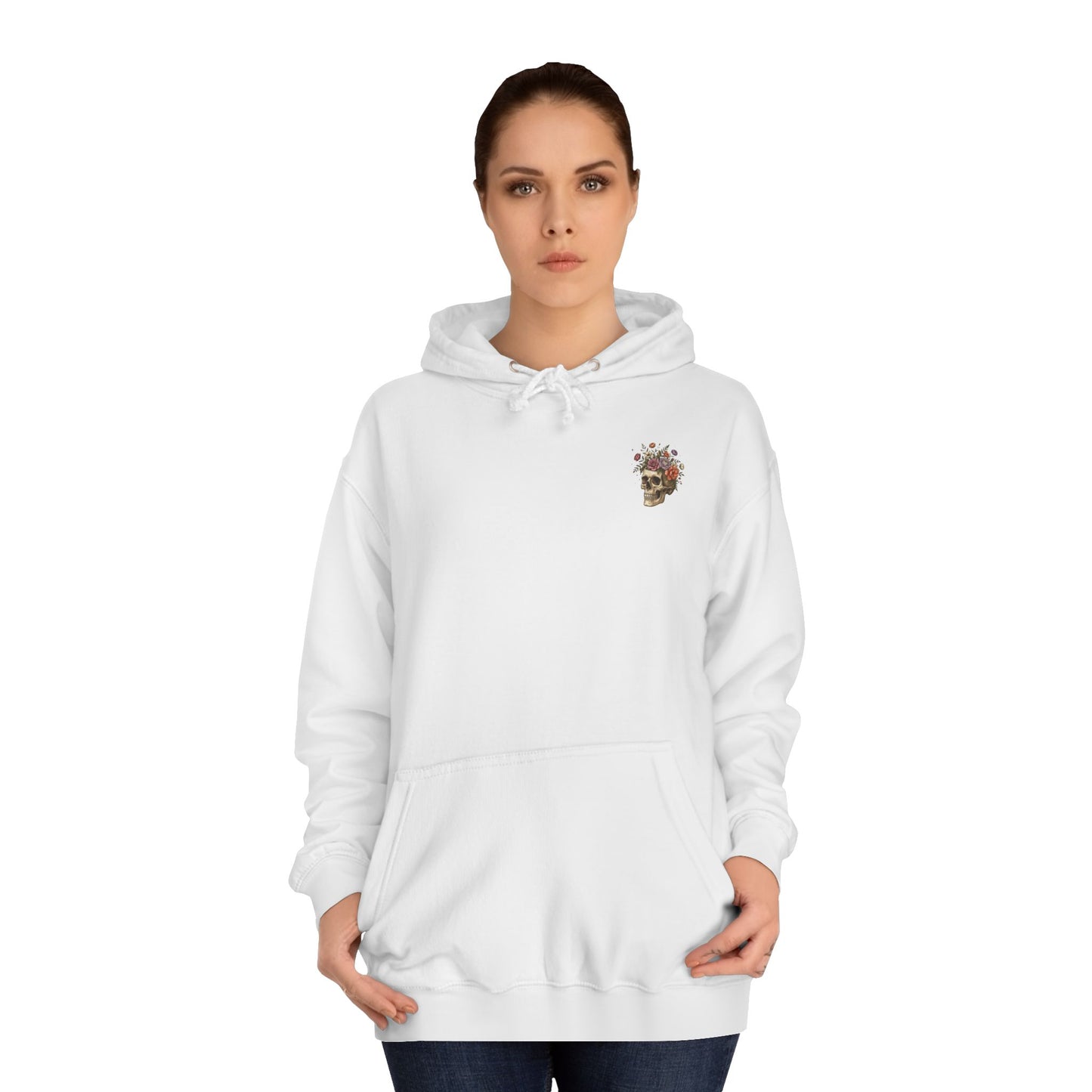 Skull & Floral College Hoodie  Rose Crown Skull Graphic Hoodie