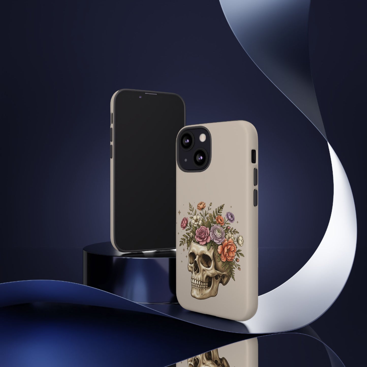 Floral Skull Tough Phone Case  Protective iPhone Case with Vintage Flower Skull Design