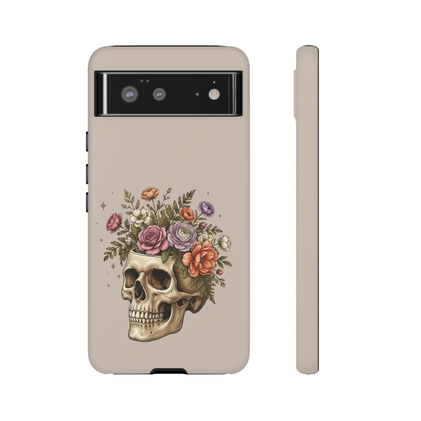 Floral Skull Tough Phone Case  Protective iPhone Case with Vintage Flower Skull Design