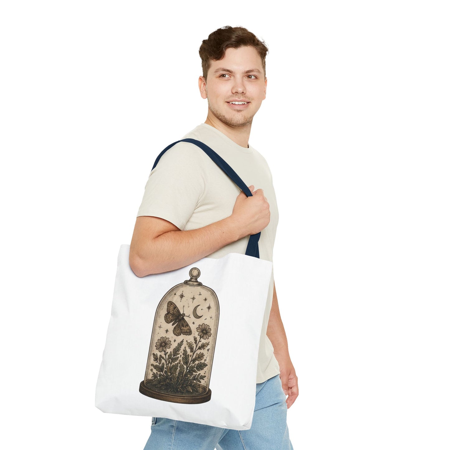Botanical Dome Tote  Vintage Moth & Moon Floral Print Tote Bag