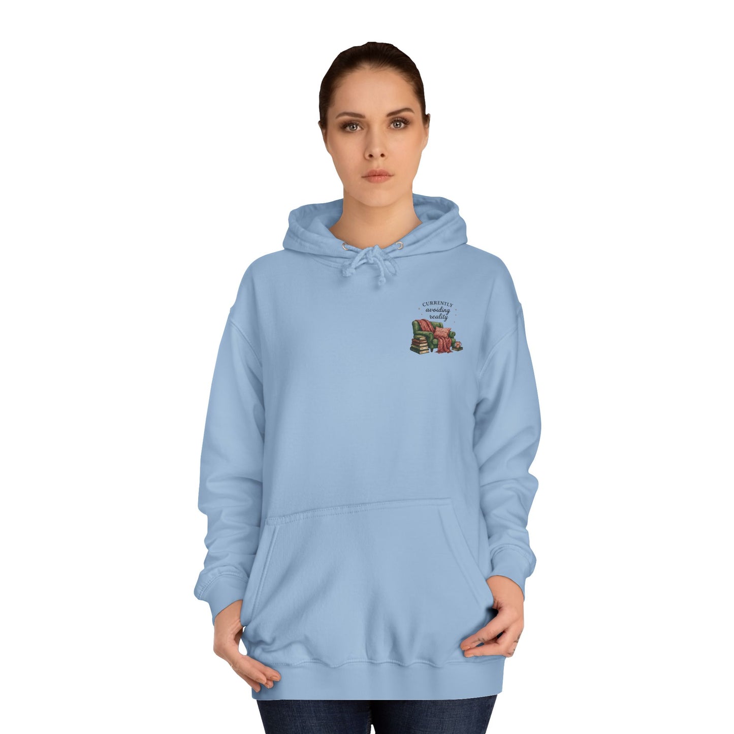Cosy Reading Hoodie -'Currently Avoiding Reality' Booklover Pullover