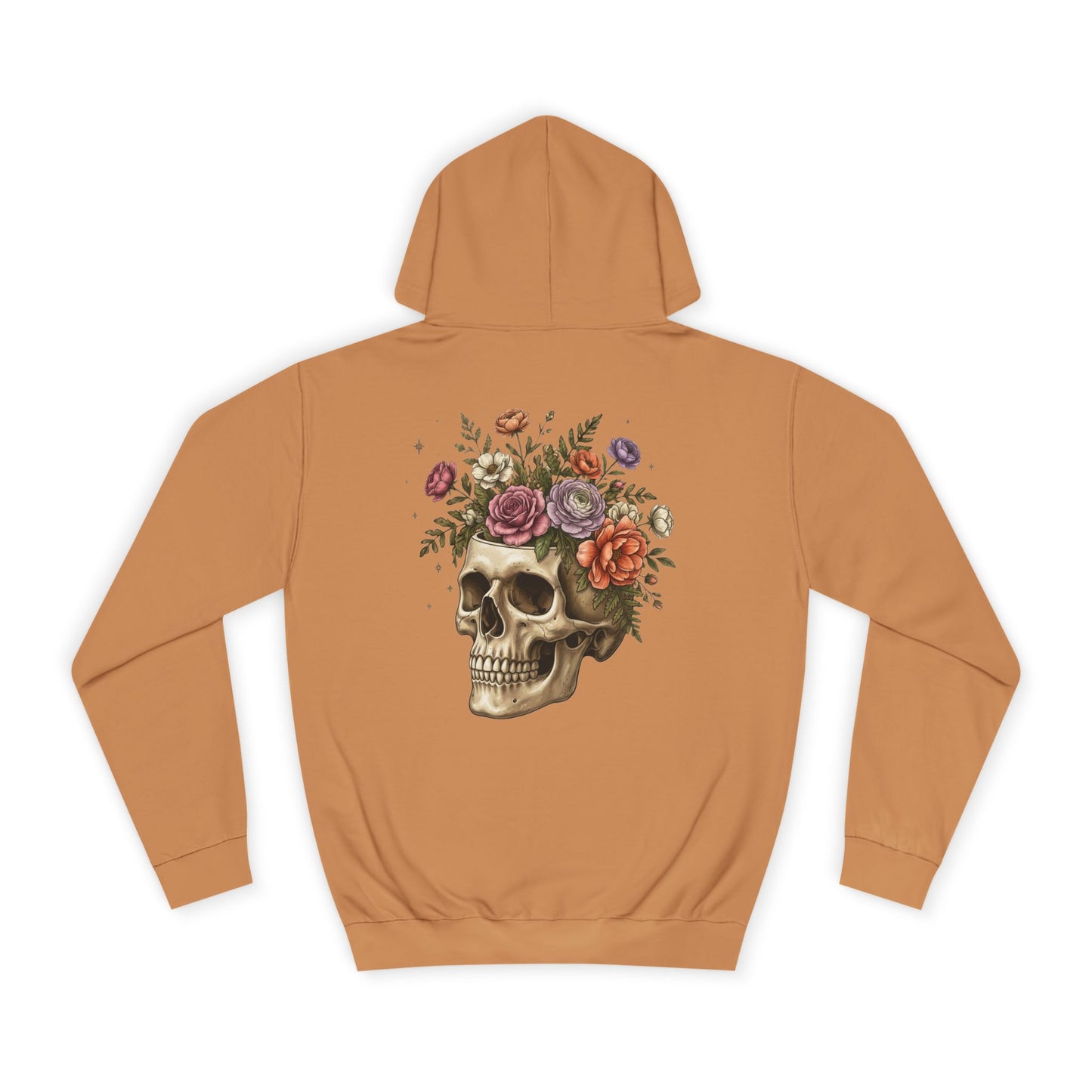 Skull & Floral College Hoodie  Rose Crown Skull Graphic Hoodie