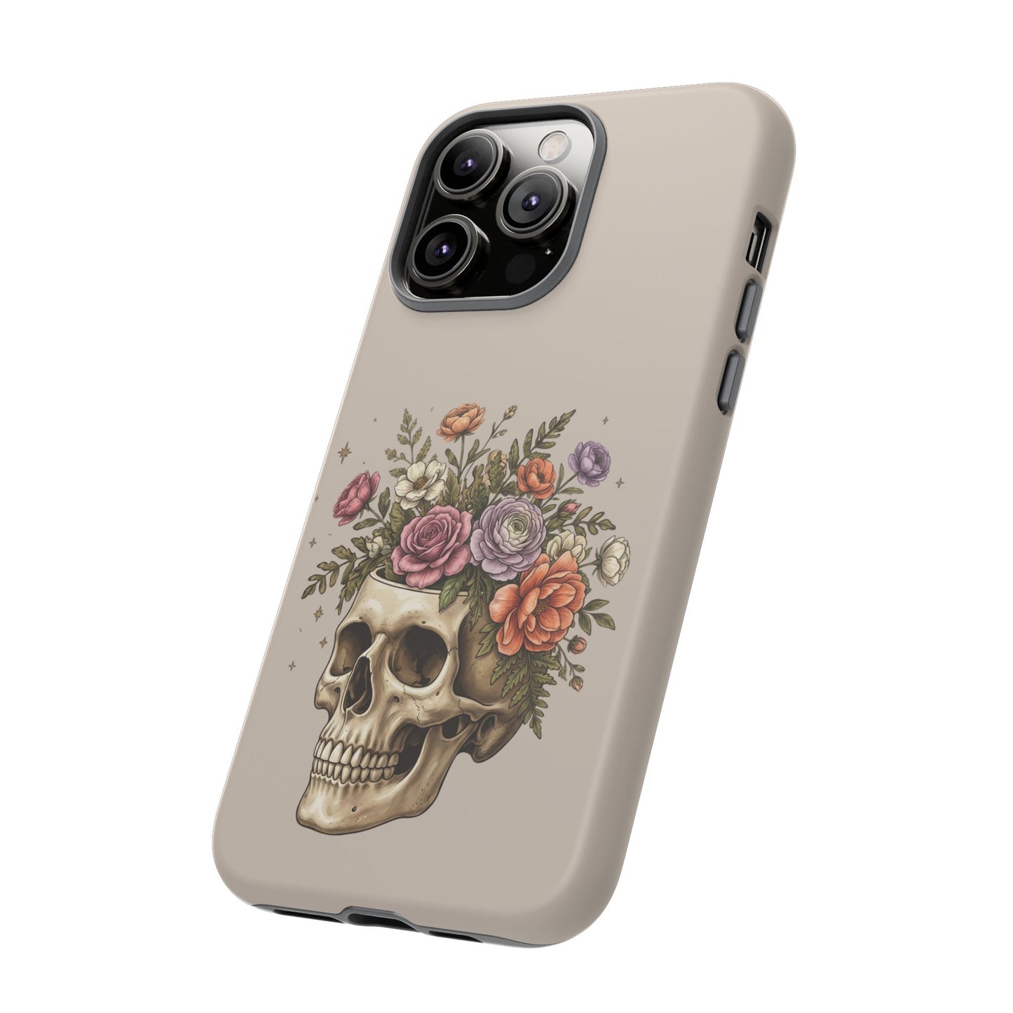 Floral Skull Tough Phone Case  Protective iPhone Case with Vintage Flower Skull Design