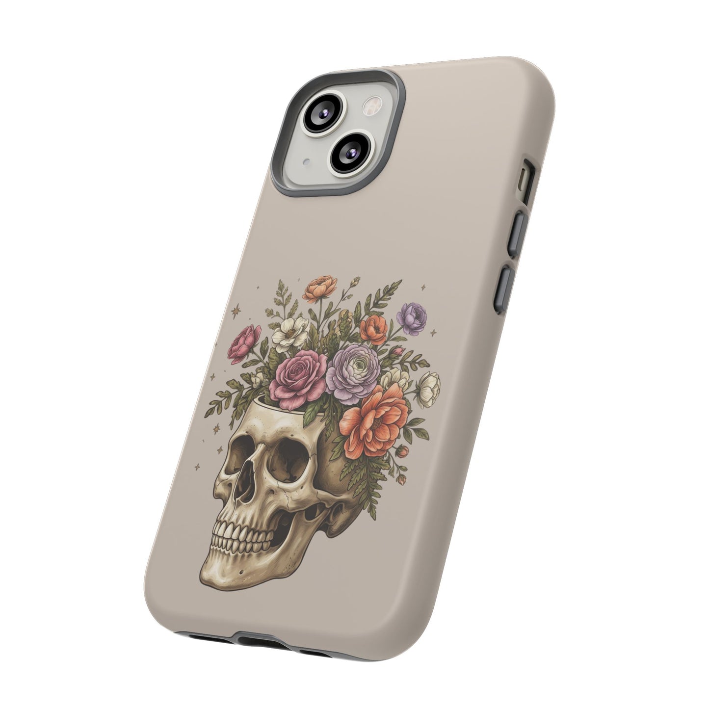 Floral Skull Tough Phone Case  Protective iPhone Case with Vintage Flower Skull Design