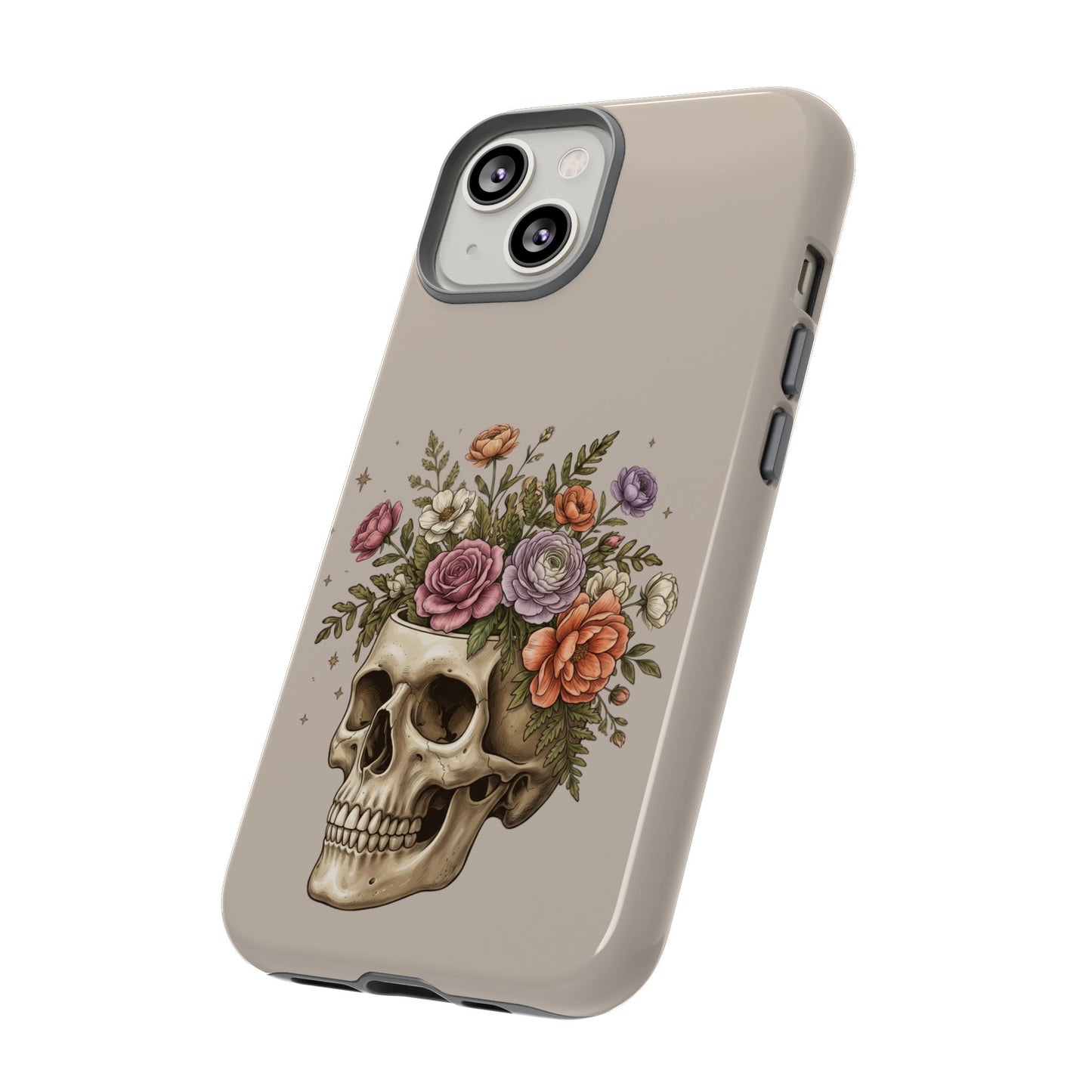 Floral Skull Tough Phone Case  Protective iPhone Case with Vintage Flower Skull Design
