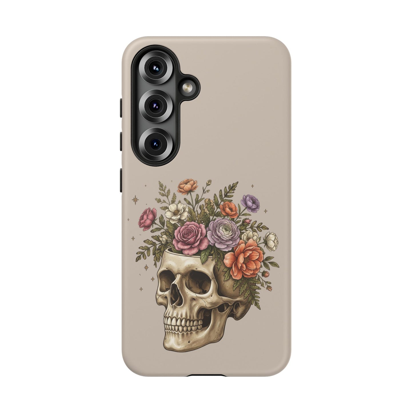 Floral Skull Tough Phone Case  Protective iPhone Case with Vintage Flower Skull Design