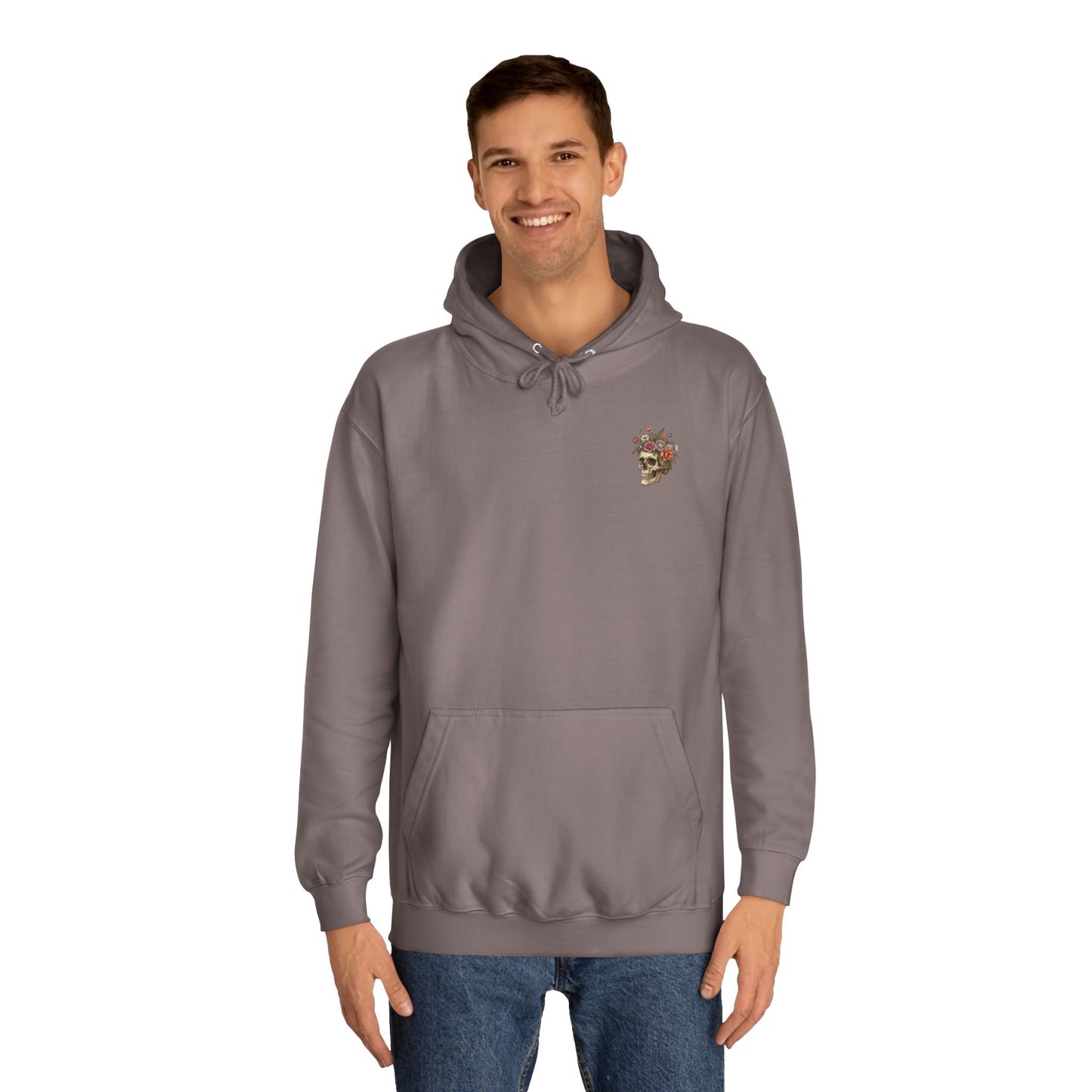 Skull & Floral College Hoodie  Rose Crown Skull Graphic Hoodie