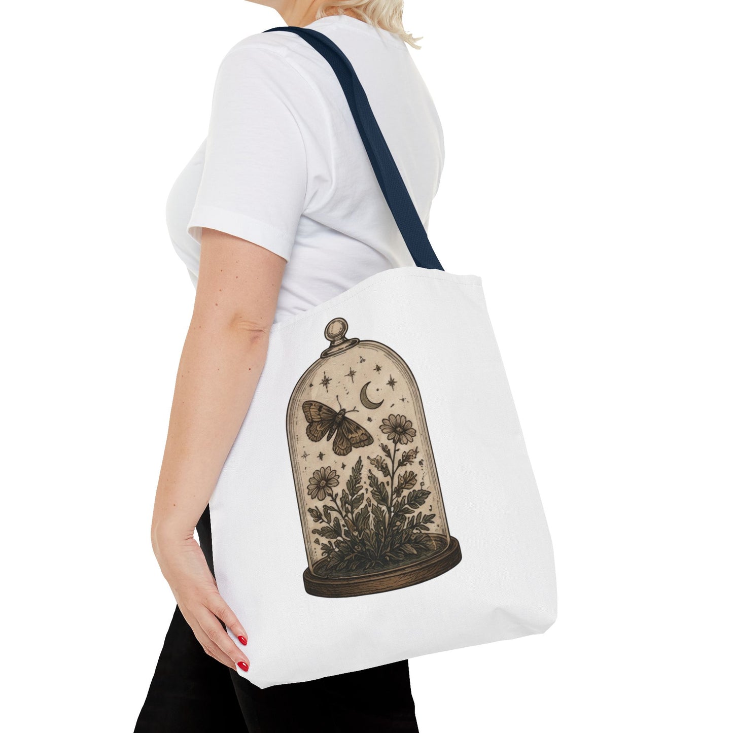 Botanical Dome Tote  Vintage Moth & Moon Floral Print Tote Bag