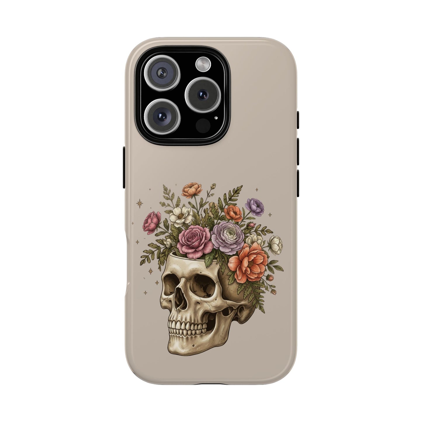 Floral Skull Tough Phone Case  Protective iPhone Case with Vintage Flower Skull Design