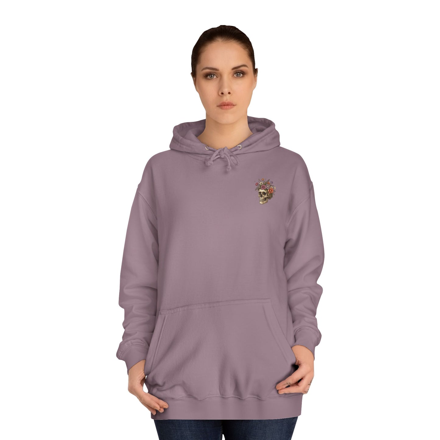 Skull & Floral College Hoodie  Rose Crown Skull Graphic Hoodie