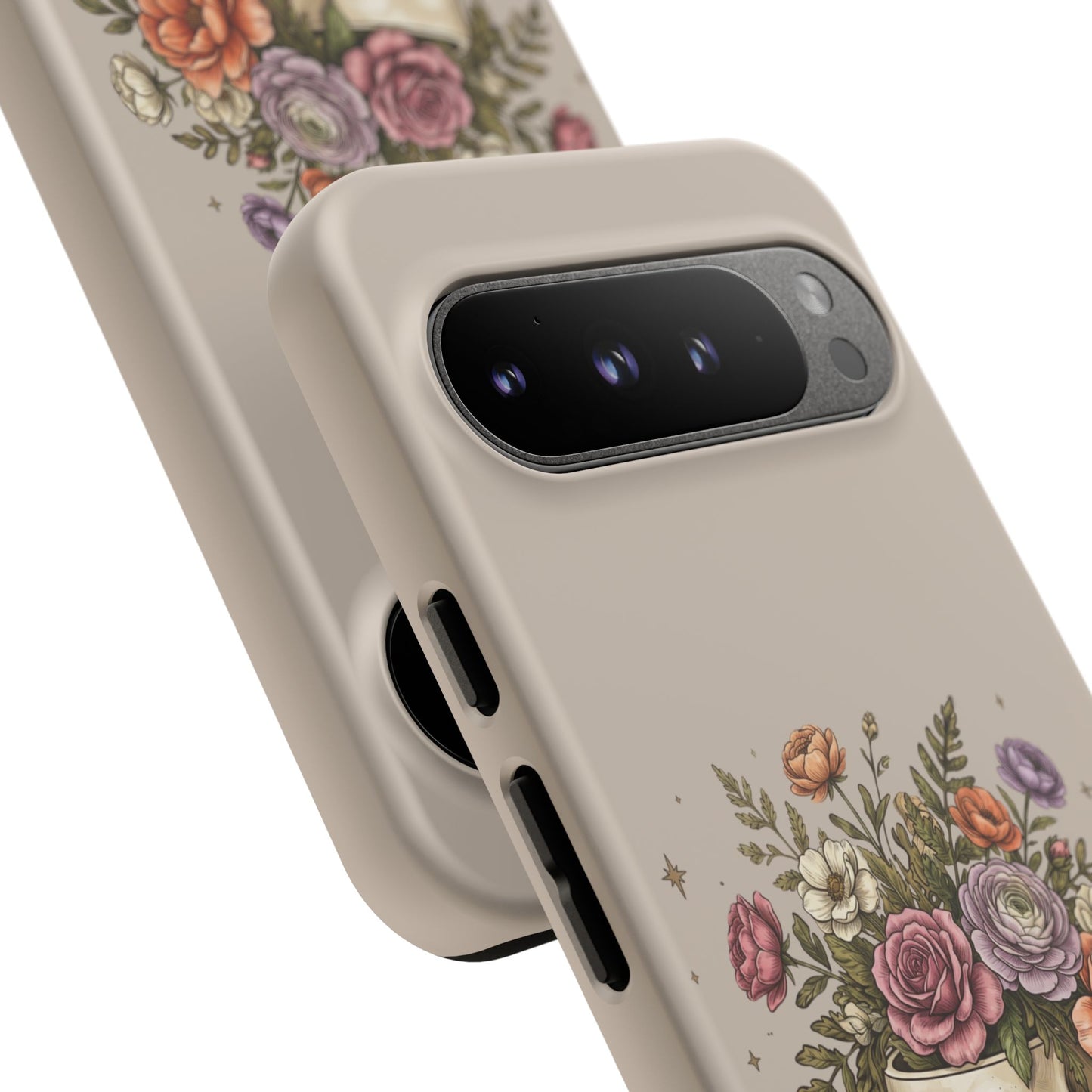 Floral Skull Tough Phone Case  Protective iPhone Case with Vintage Flower Skull Design