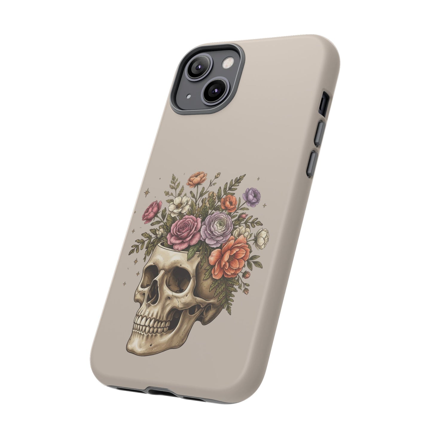Floral Skull Tough Phone Case  Protective iPhone Case with Vintage Flower Skull Design