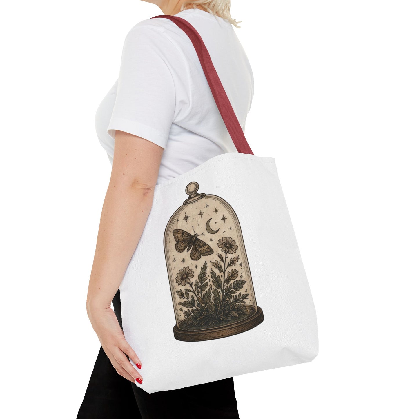 Botanical Dome Tote  Vintage Moth & Moon Floral Print Tote Bag
