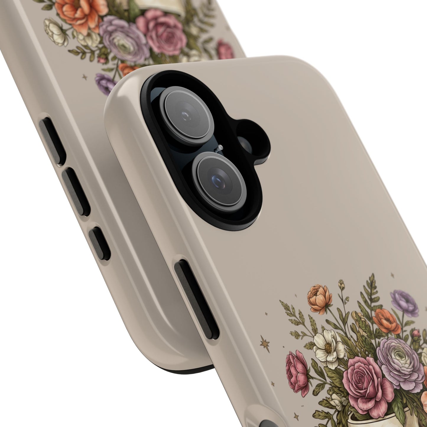 Floral Skull Tough Phone Case  Protective iPhone Case with Vintage Flower Skull Design