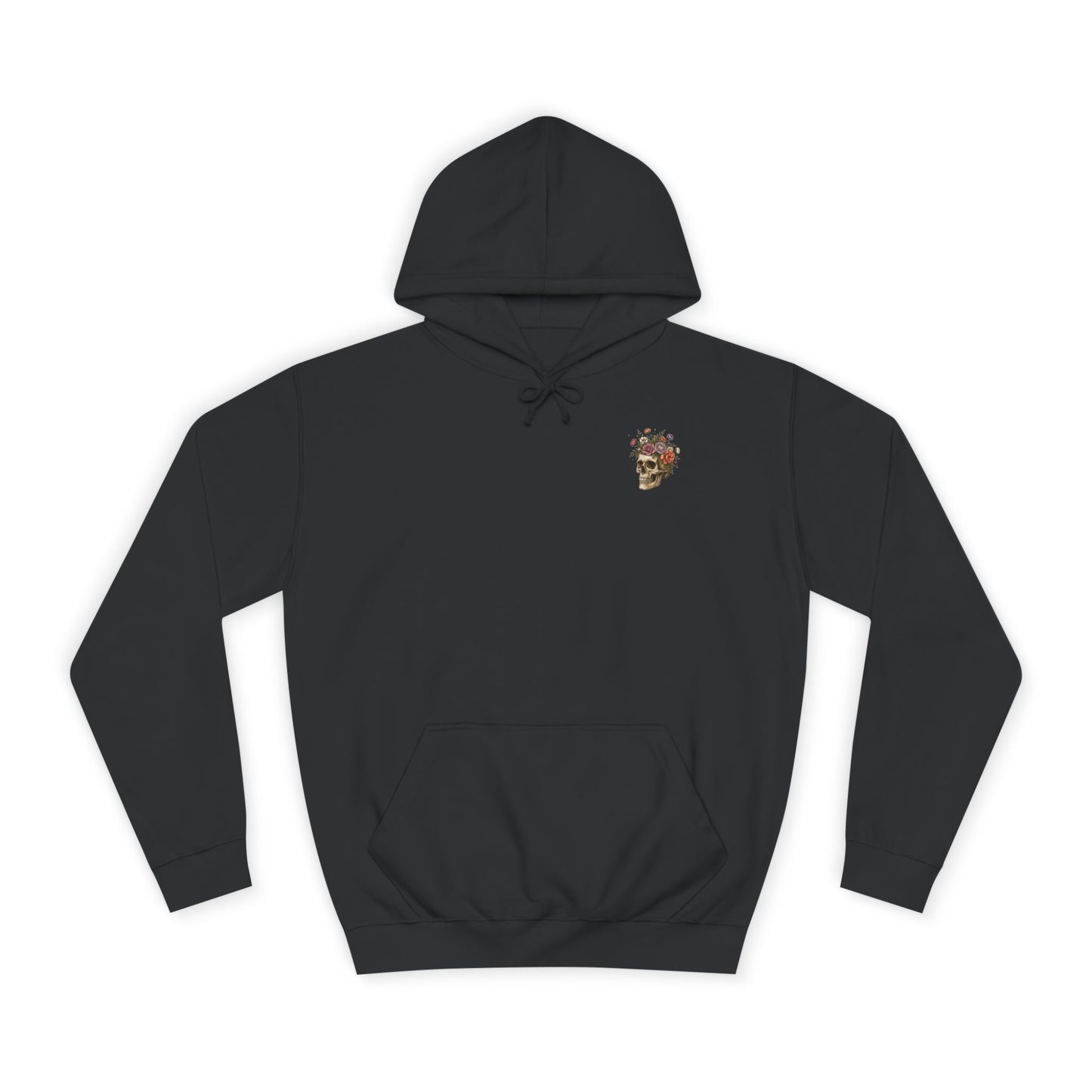 Skull & Floral College Hoodie  Rose Crown Skull Graphic Hoodie