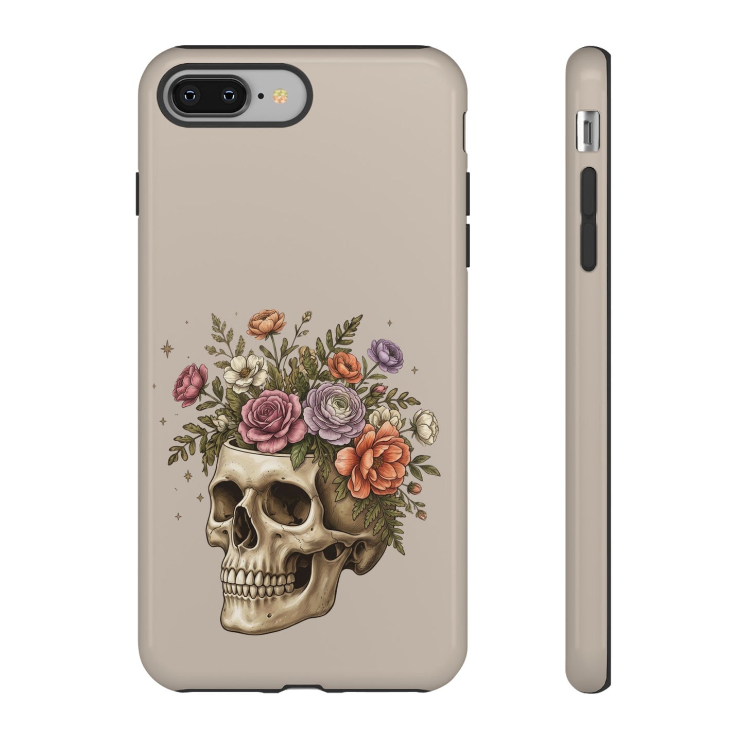 Floral Skull Tough Phone Case  Protective iPhone Case with Vintage Flower Skull Design