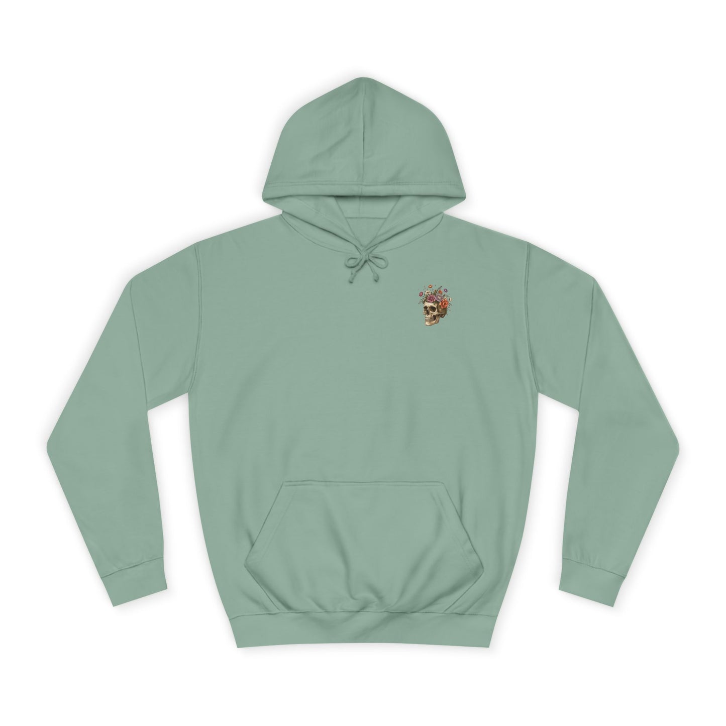 Skull & Floral College Hoodie  Rose Crown Skull Graphic Hoodie