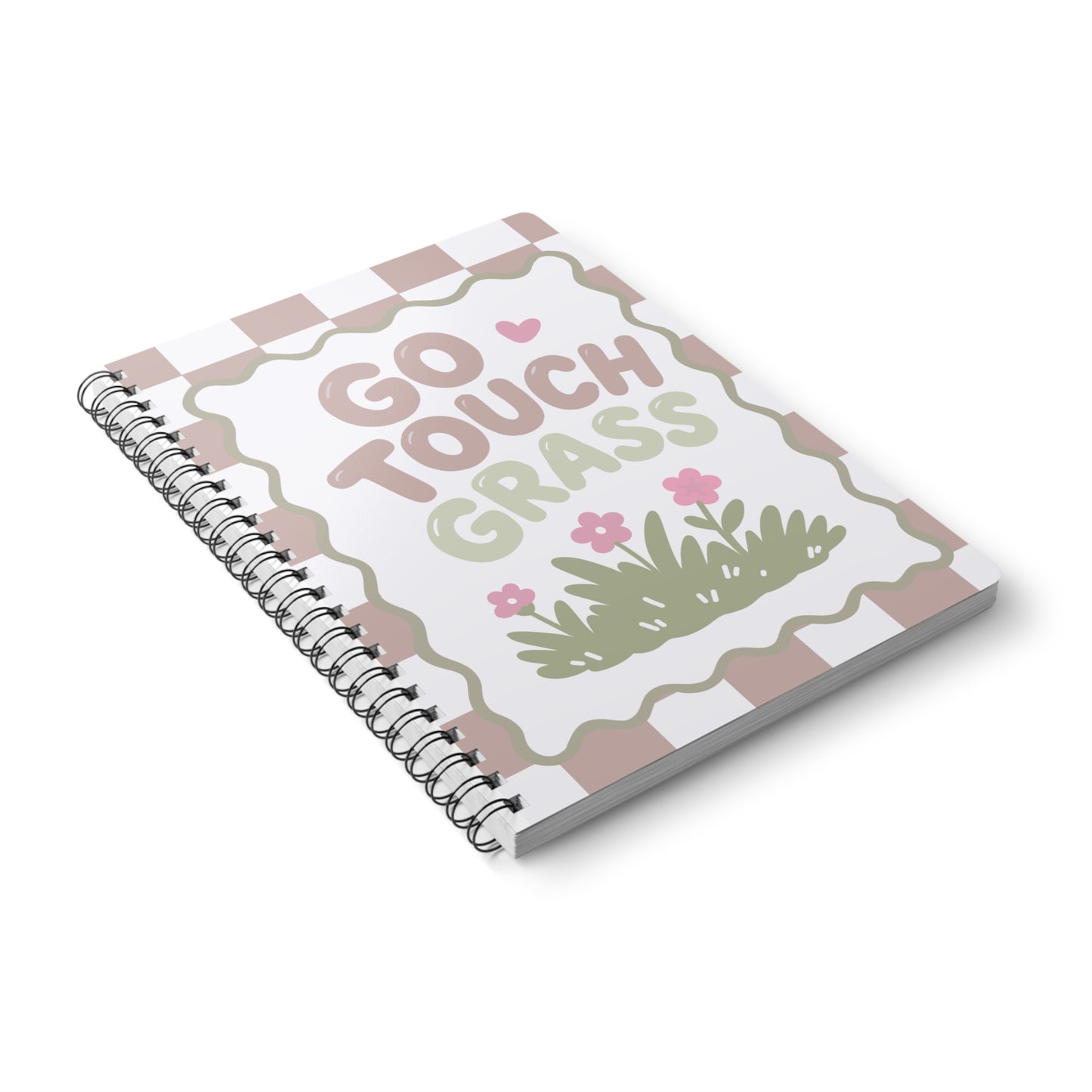 'Go Touch Grass' Floral Spiral Journal