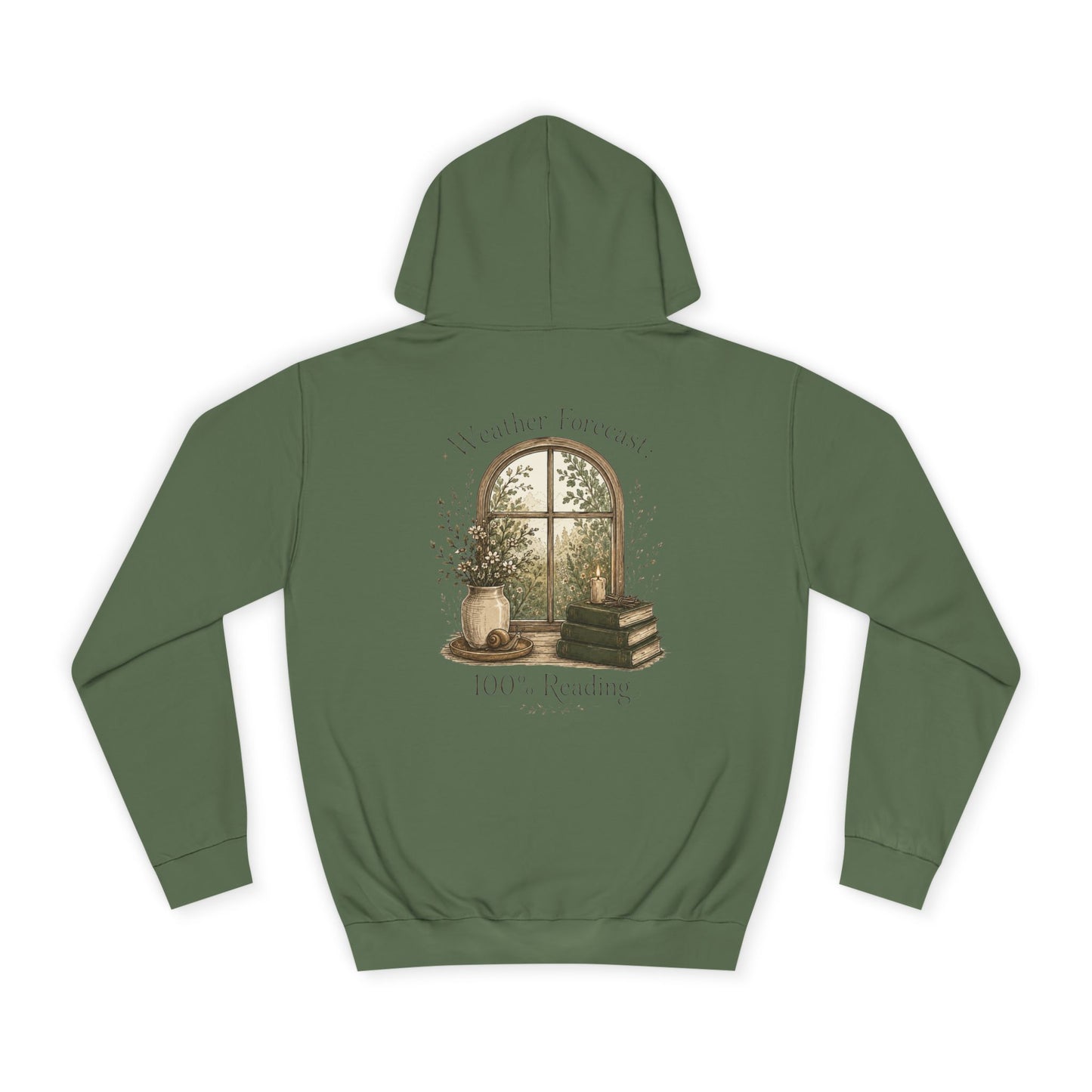 Cosy Window Nook Hoodie  Vintage Books & Tea Graphic