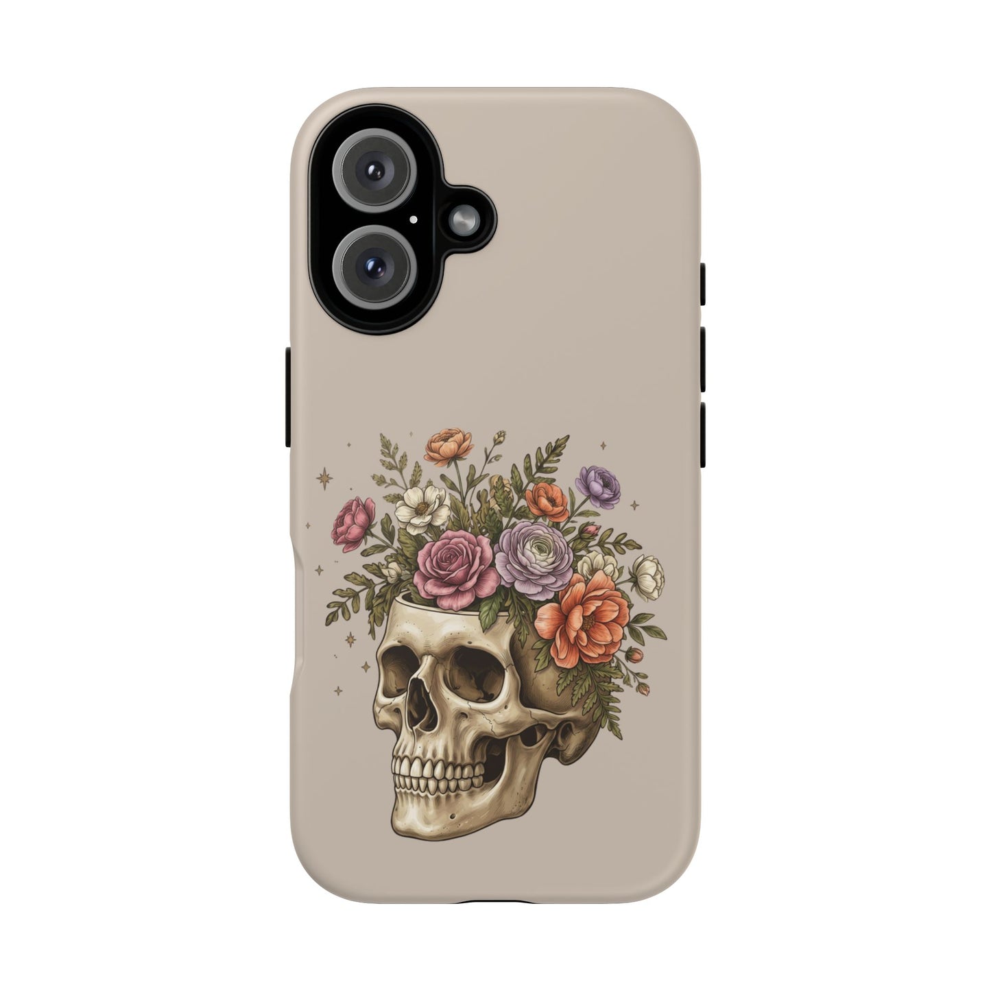Floral Skull Tough Phone Case  Protective iPhone Case with Vintage Flower Skull Design