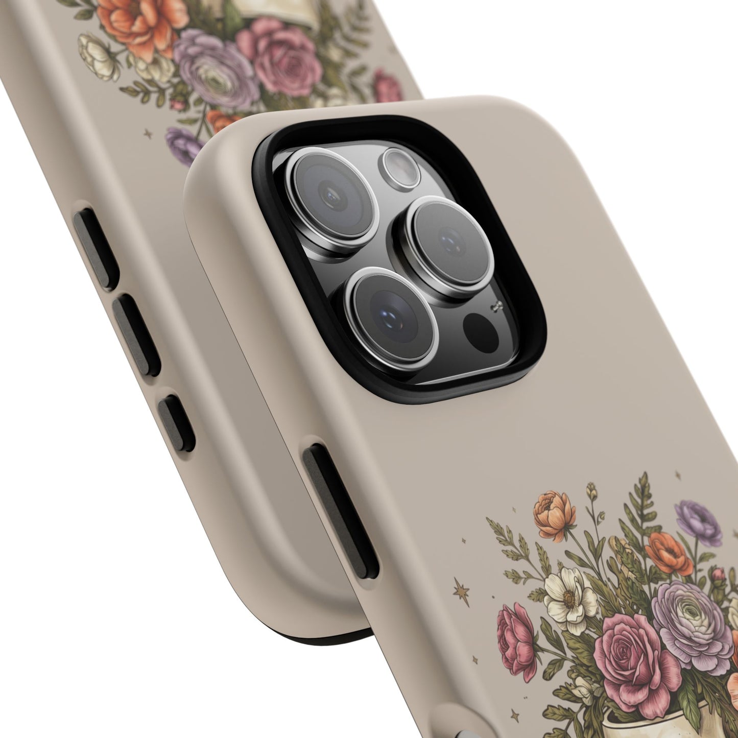 Floral Skull Tough Phone Case  Protective iPhone Case with Vintage Flower Skull Design