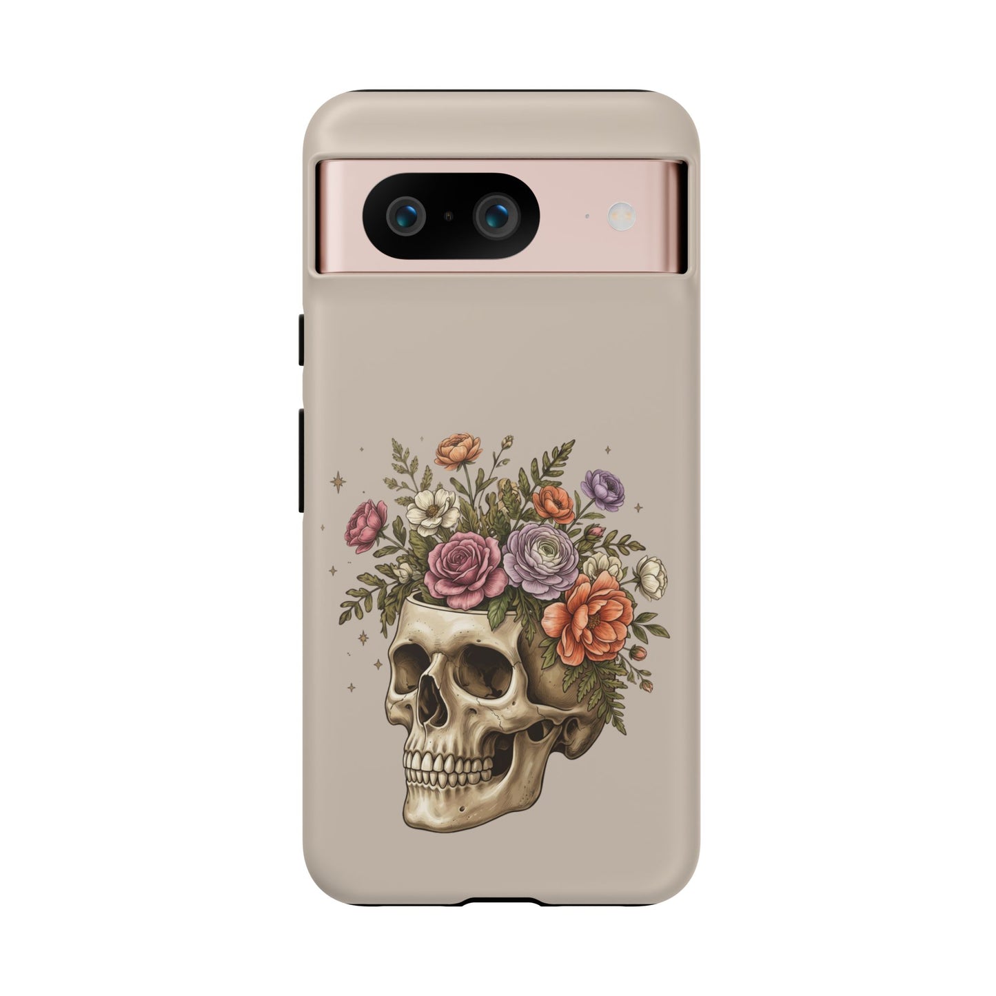 Floral Skull Tough Phone Case  Protective iPhone Case with Vintage Flower Skull Design