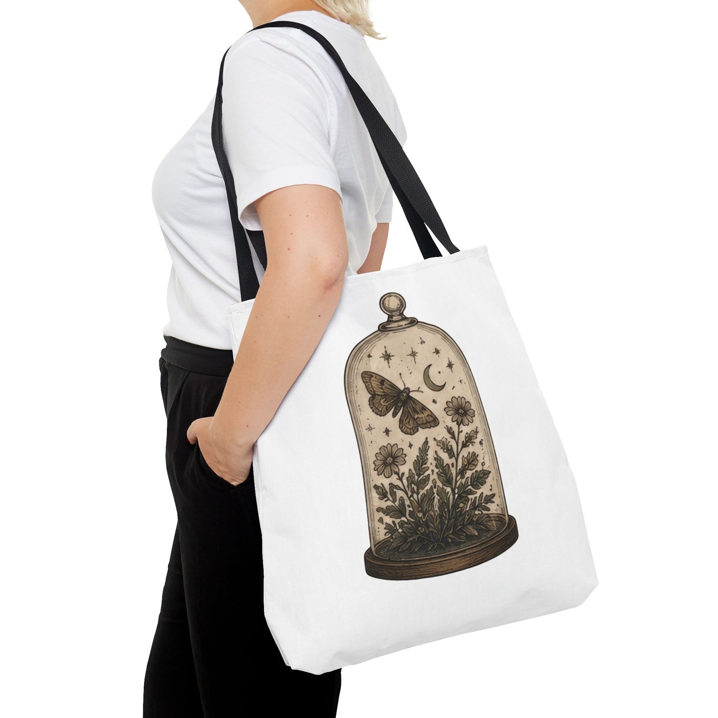 Botanical Dome Tote  Vintage Moth & Moon Floral Print Tote Bag