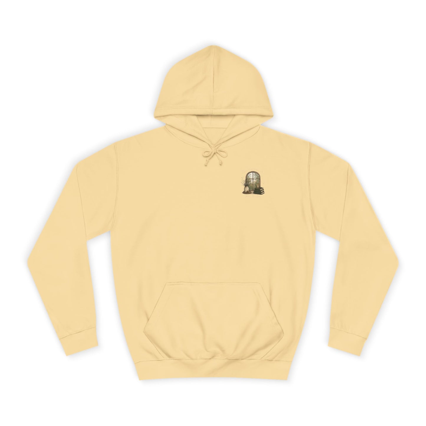 Cosy Window Nook Hoodie  Vintage Books & Tea Graphic