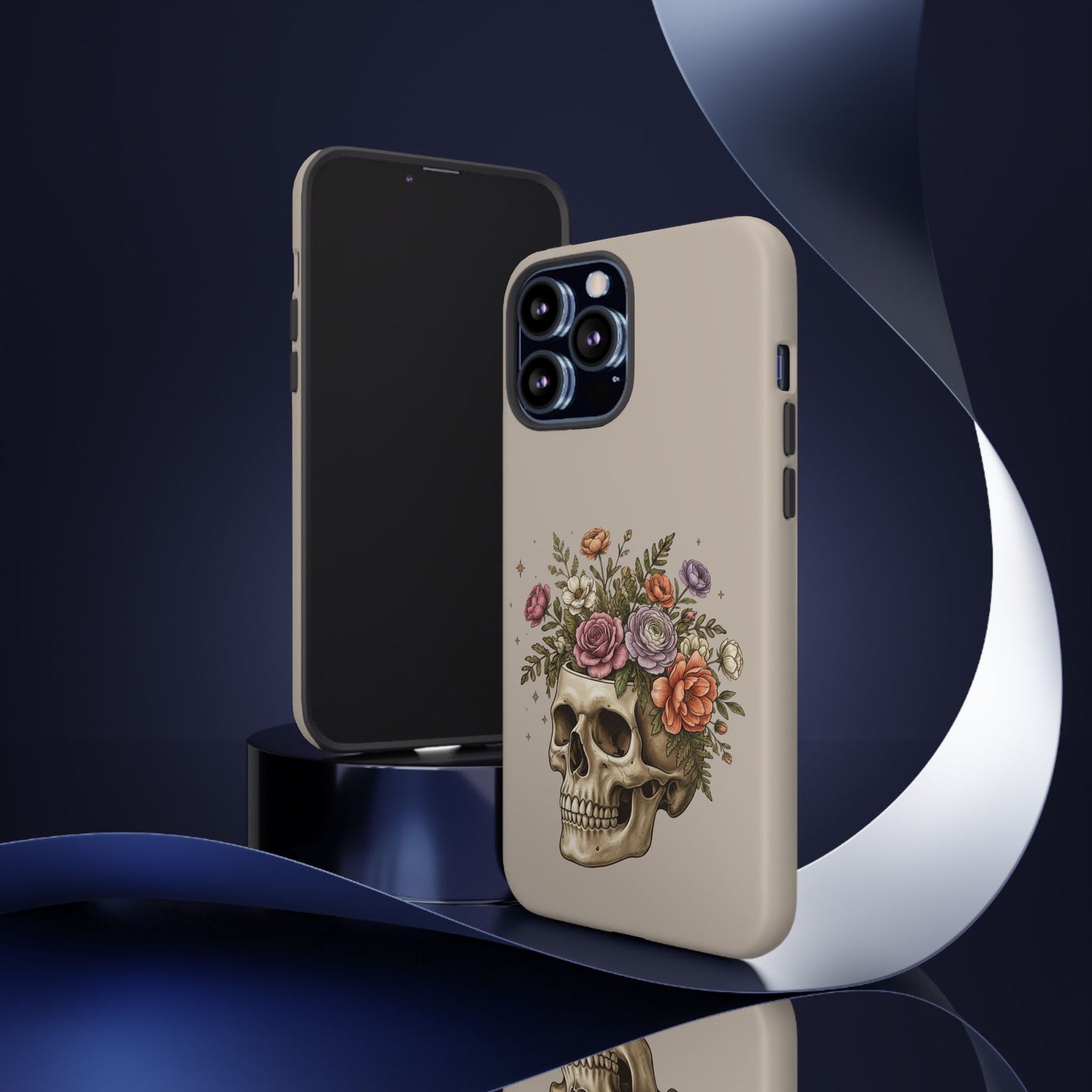 Floral Skull Tough Phone Case  Protective iPhone Case with Vintage Flower Skull Design