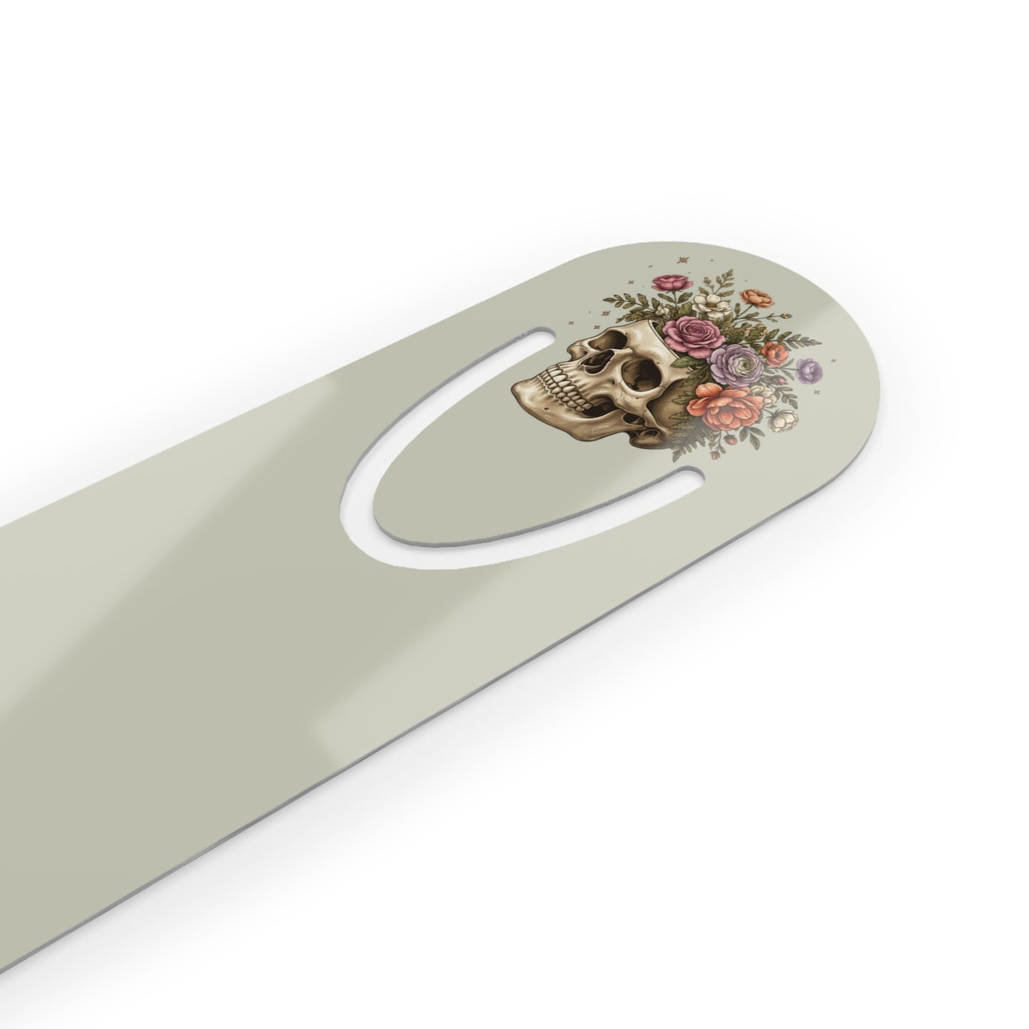 The Overthinker's Club - Floral Skull Metal Bookmark