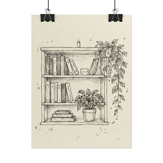 Botanical Bookshelf Art Print - Rolled Poster
