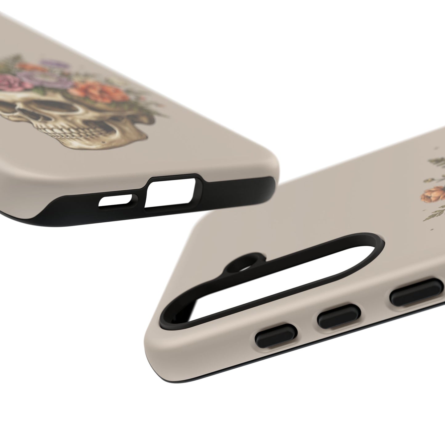 Floral Skull Tough Phone Case  Protective iPhone Case with Vintage Flower Skull Design