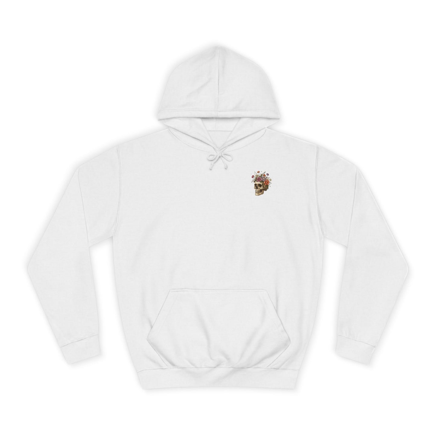Skull & Floral College Hoodie  Rose Crown Skull Graphic Hoodie