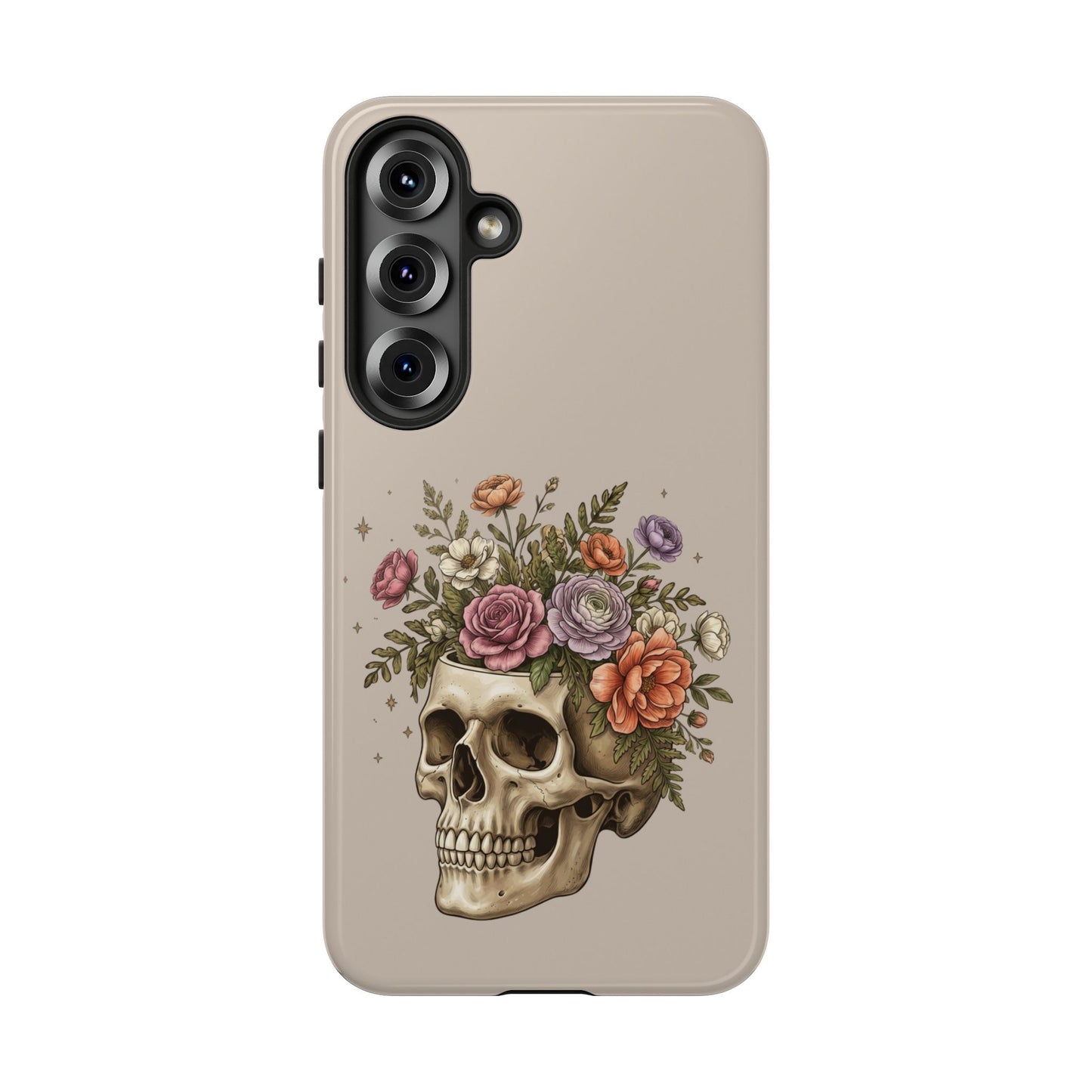 Floral Skull Tough Phone Case  Protective iPhone Case with Vintage Flower Skull Design