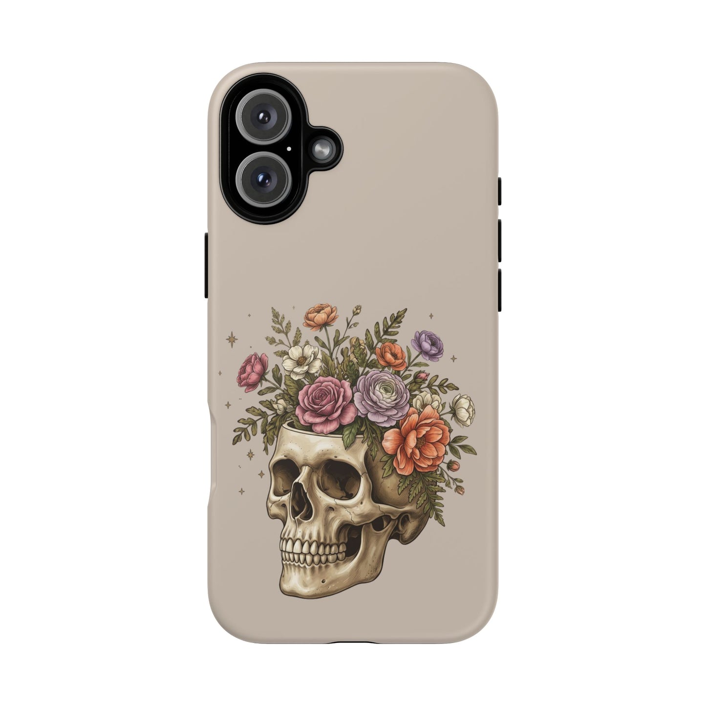 Floral Skull Tough Phone Case  Protective iPhone Case with Vintage Flower Skull Design