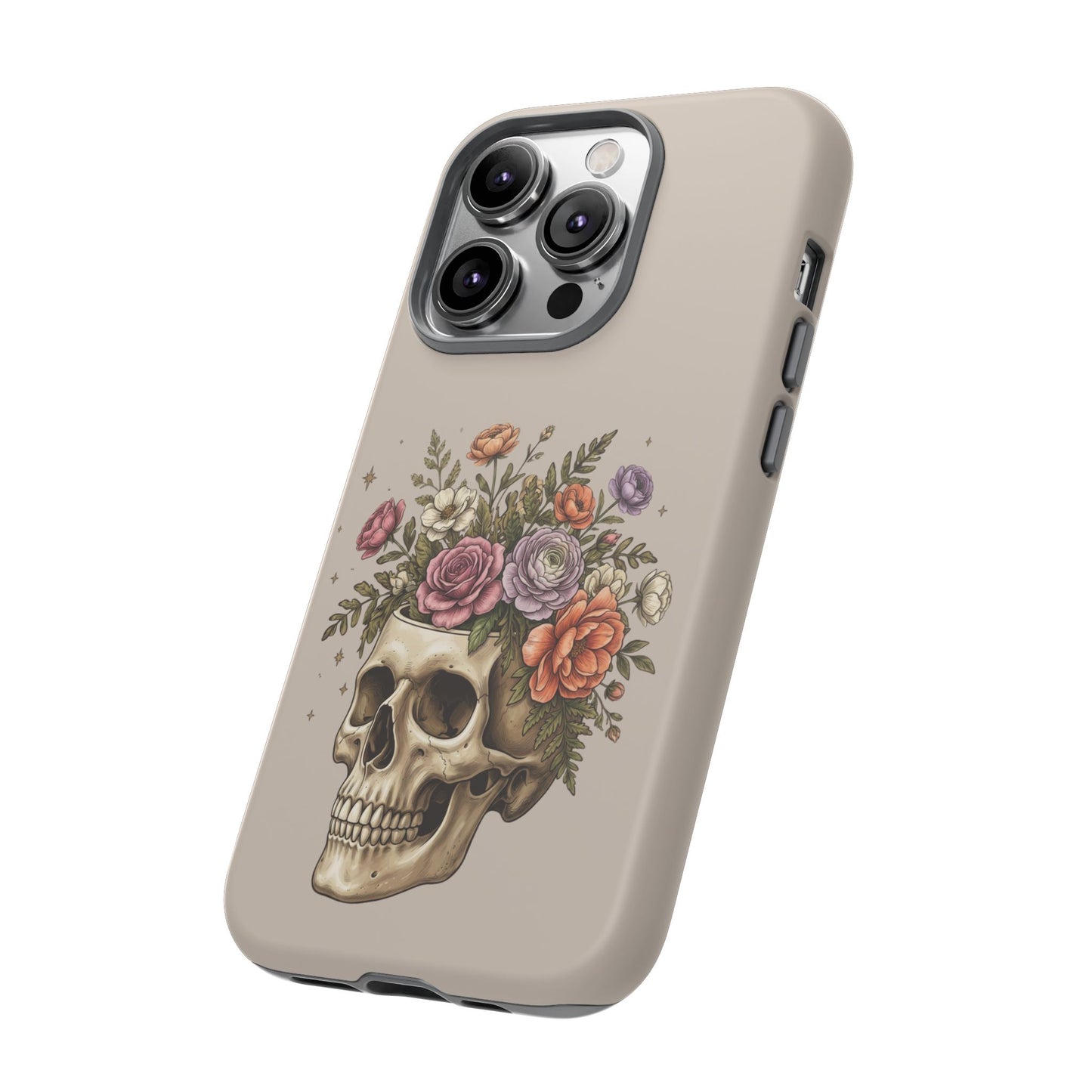 Floral Skull Tough Phone Case  Protective iPhone Case with Vintage Flower Skull Design