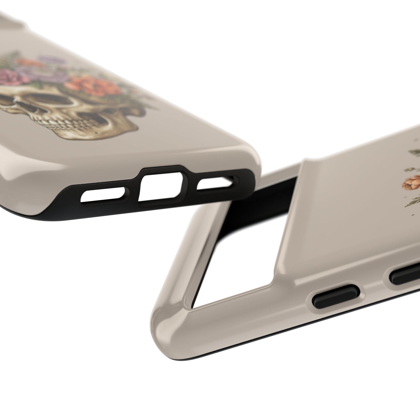 Floral Skull Tough Phone Case  Protective iPhone Case with Vintage Flower Skull Design