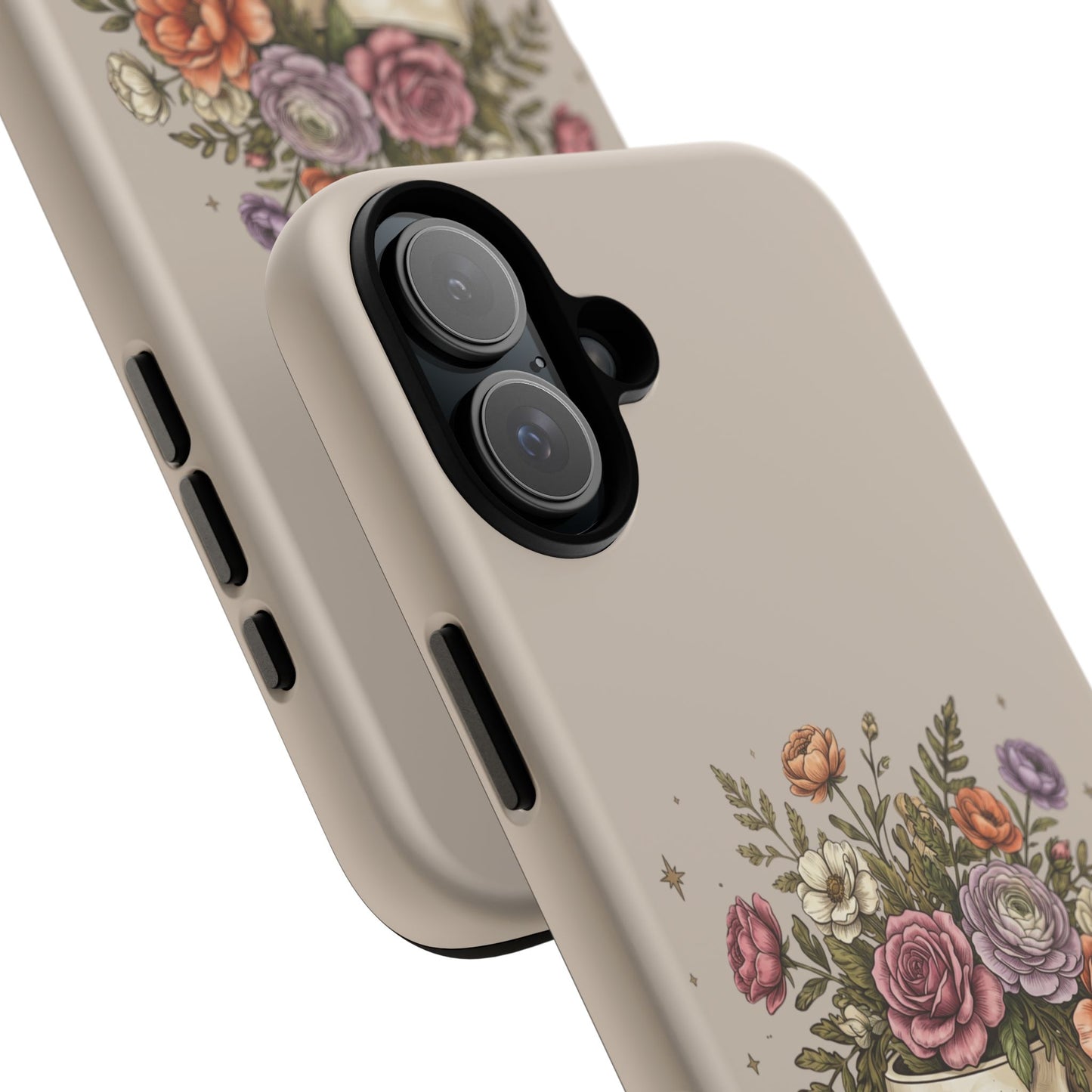 Floral Skull Tough Phone Case  Protective iPhone Case with Vintage Flower Skull Design