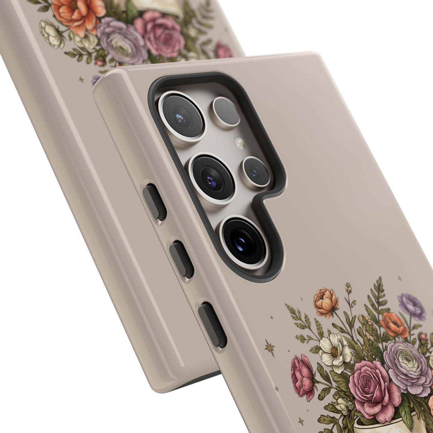 Floral Skull Tough Phone Case  Protective iPhone Case with Vintage Flower Skull Design
