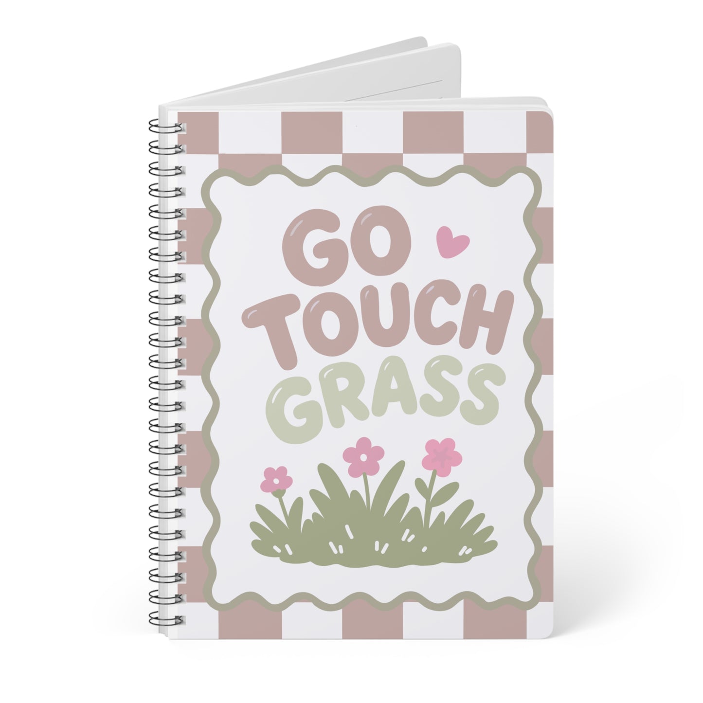 'Go Touch Grass' Floral Spiral Journal