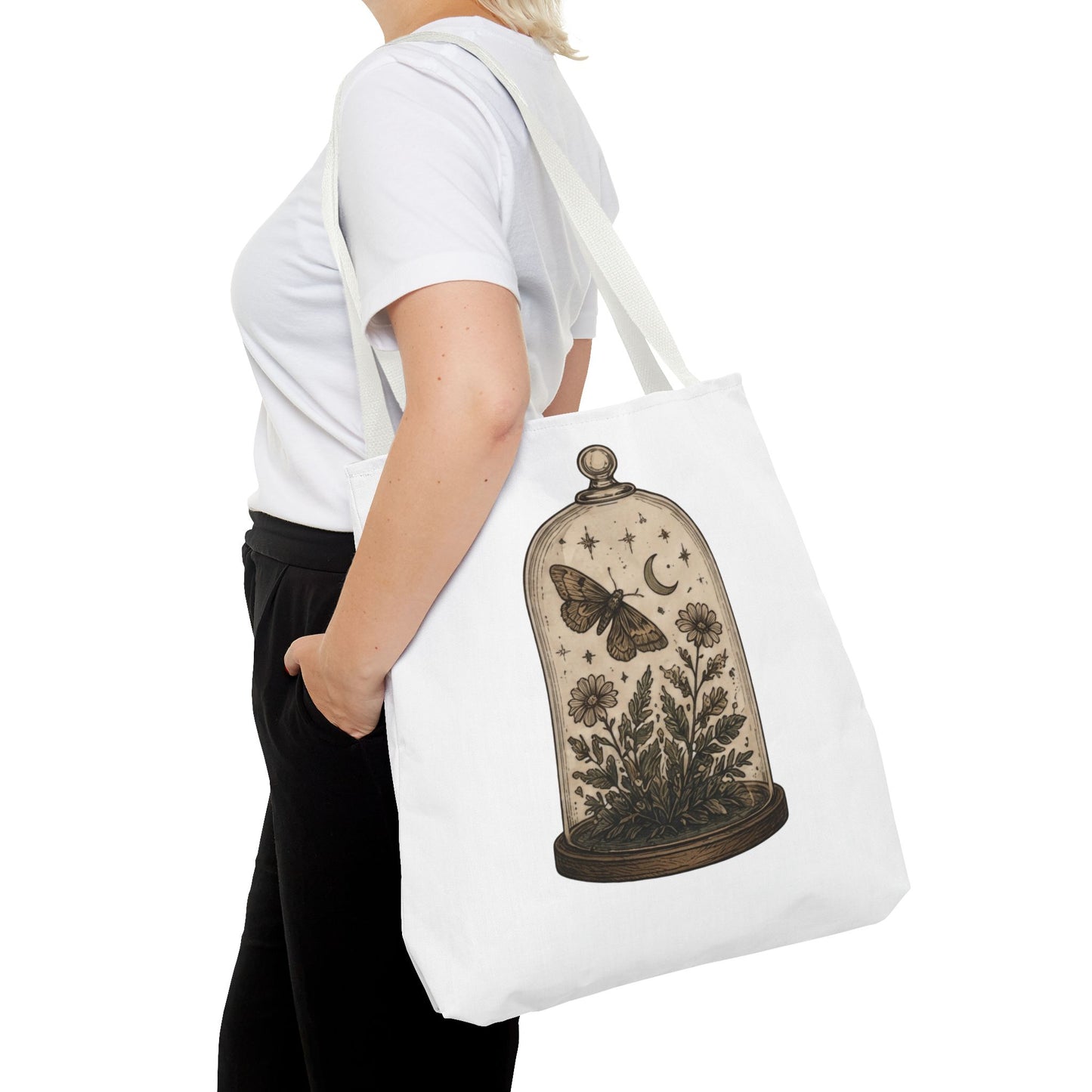 Botanical Dome Tote  Vintage Moth & Moon Floral Print Tote Bag