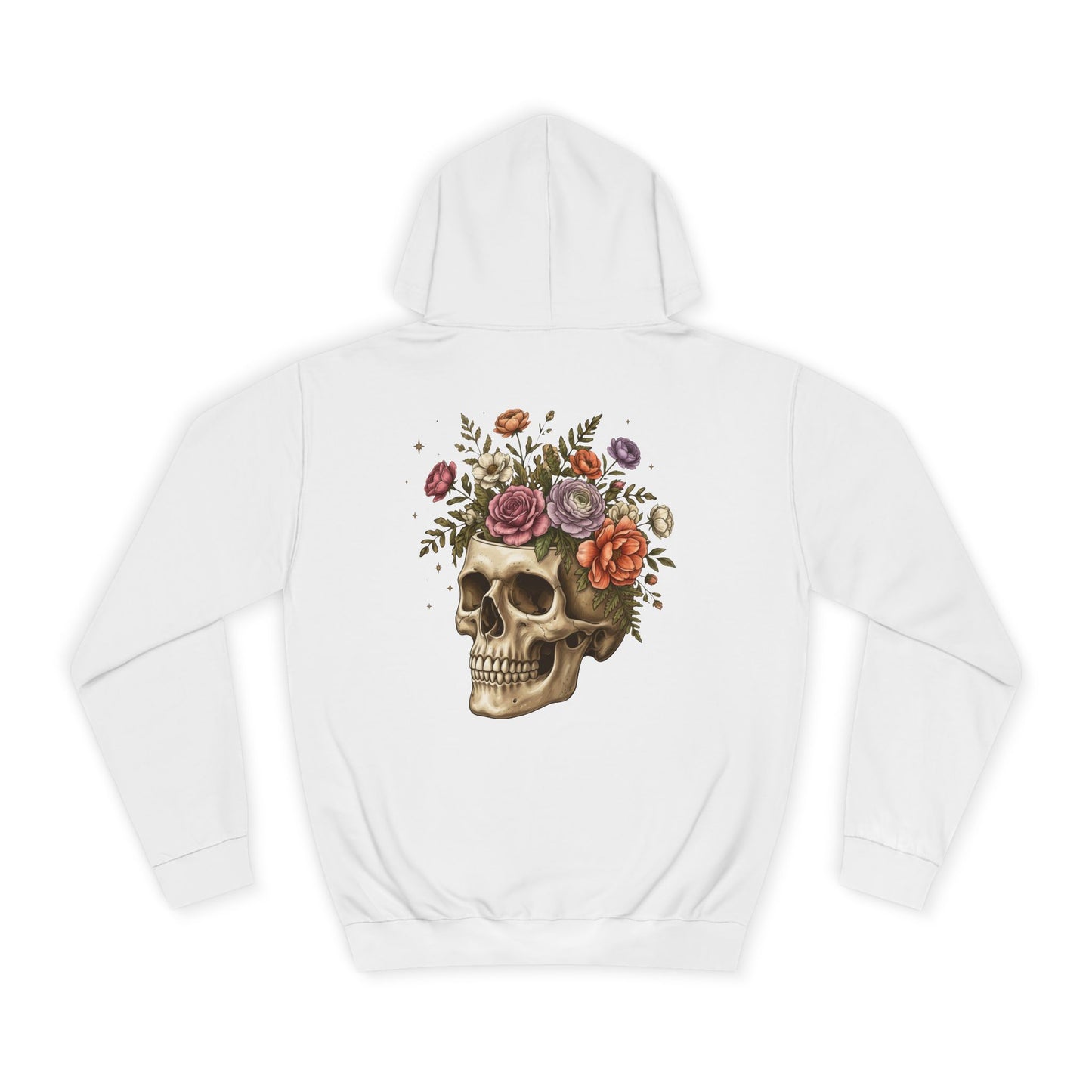 Skull & Floral College Hoodie  Rose Crown Skull Graphic Hoodie