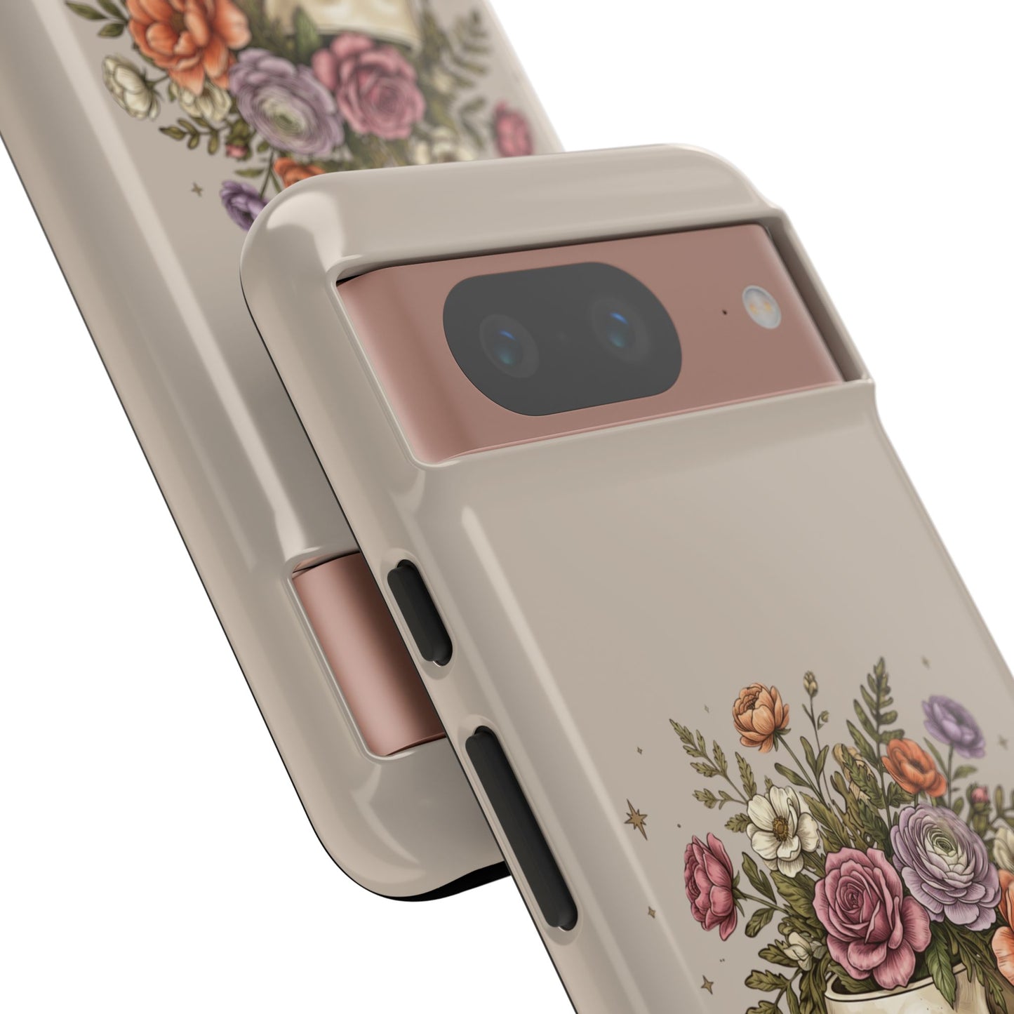 Floral Skull Tough Phone Case  Protective iPhone Case with Vintage Flower Skull Design