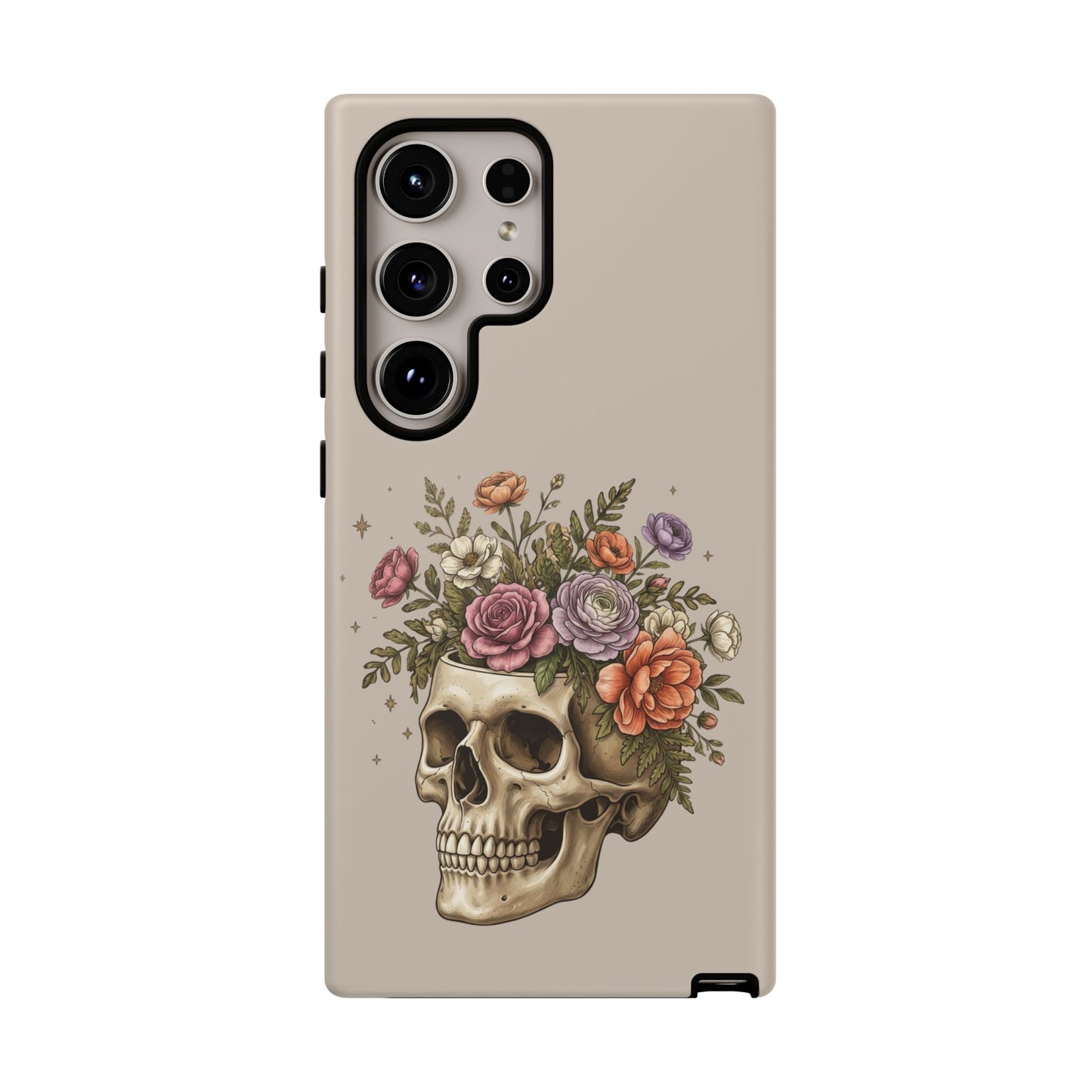 Floral Skull Tough Phone Case  Protective iPhone Case with Vintage Flower Skull Design