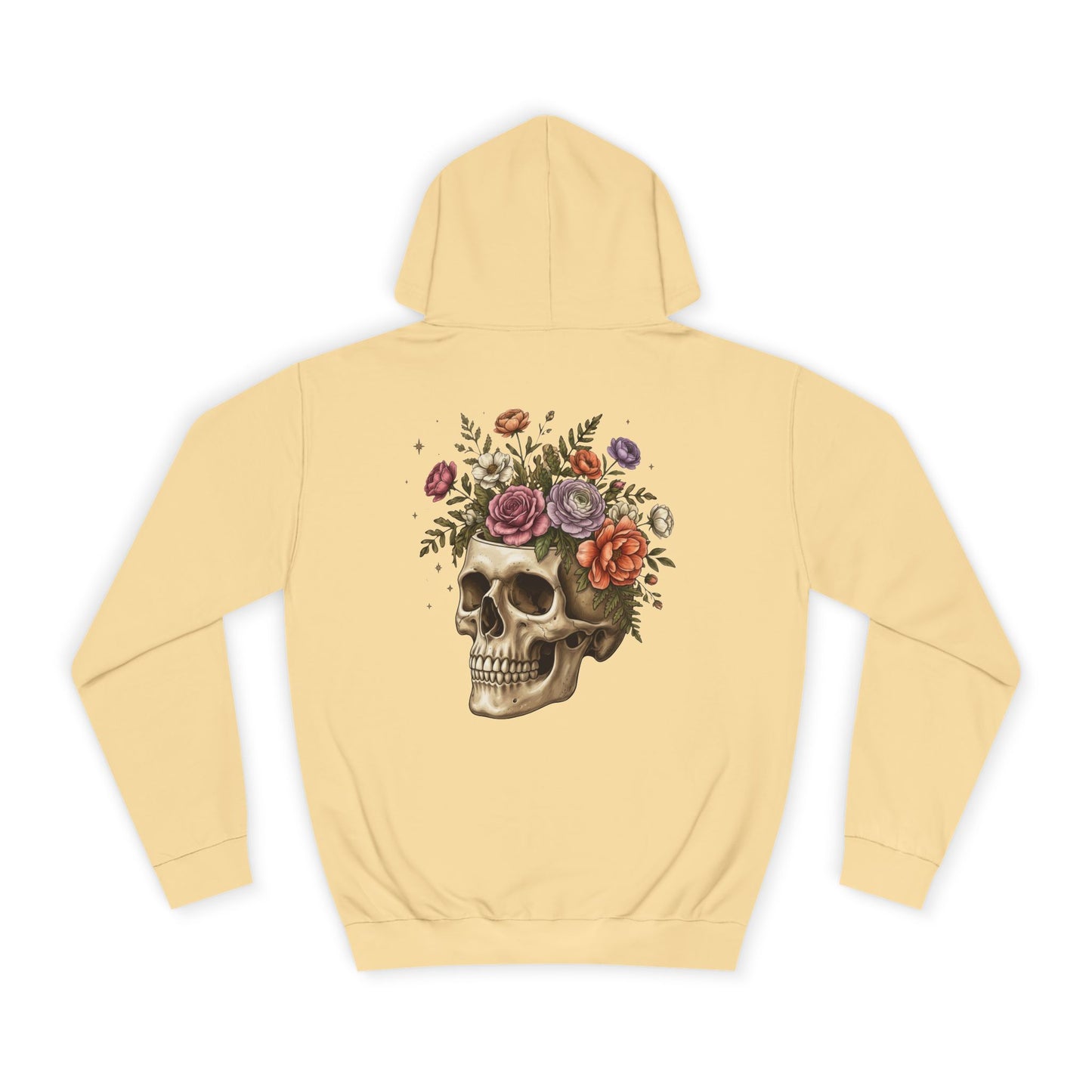 Skull & Floral College Hoodie  Rose Crown Skull Graphic Hoodie