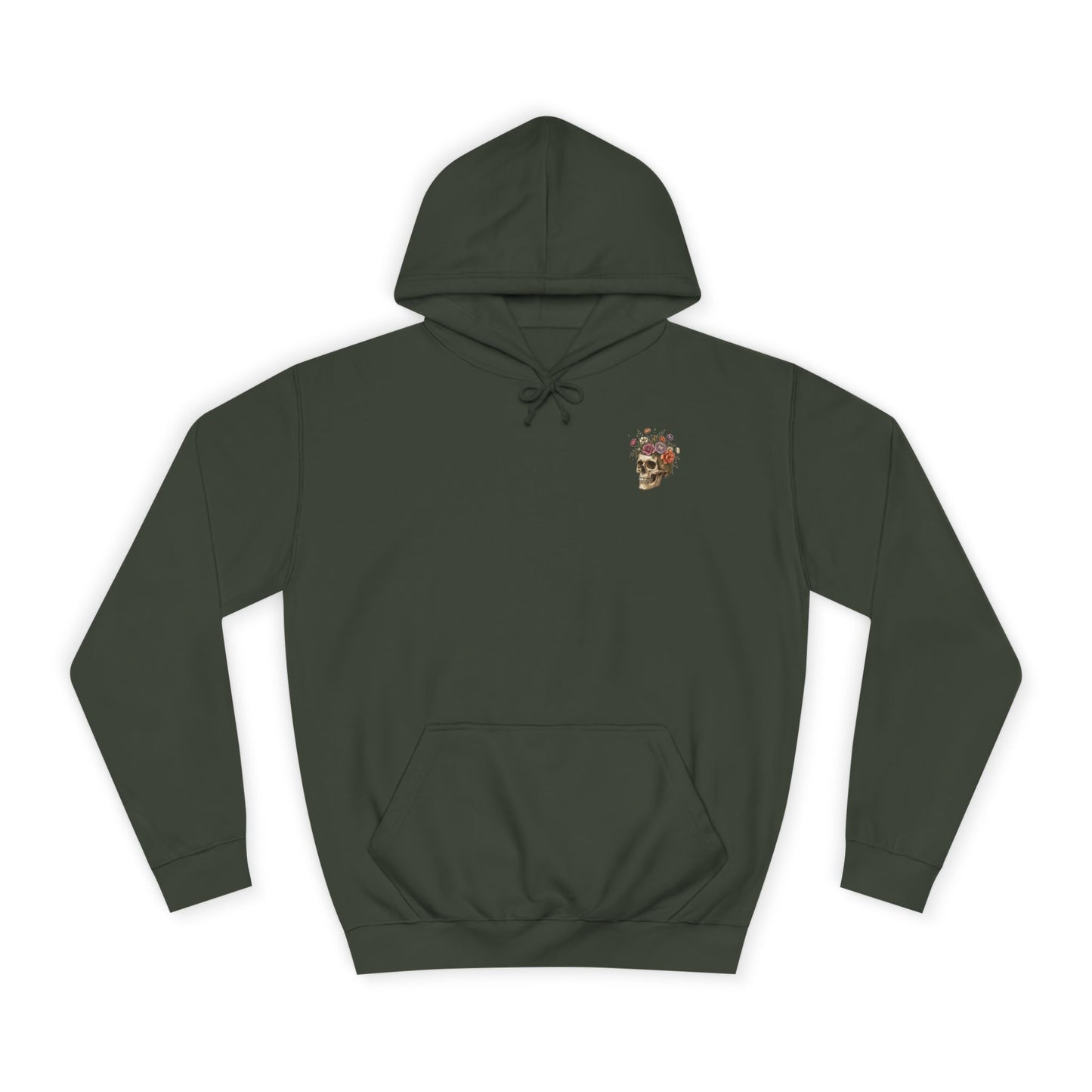 Skull & Floral College Hoodie  Rose Crown Skull Graphic Hoodie