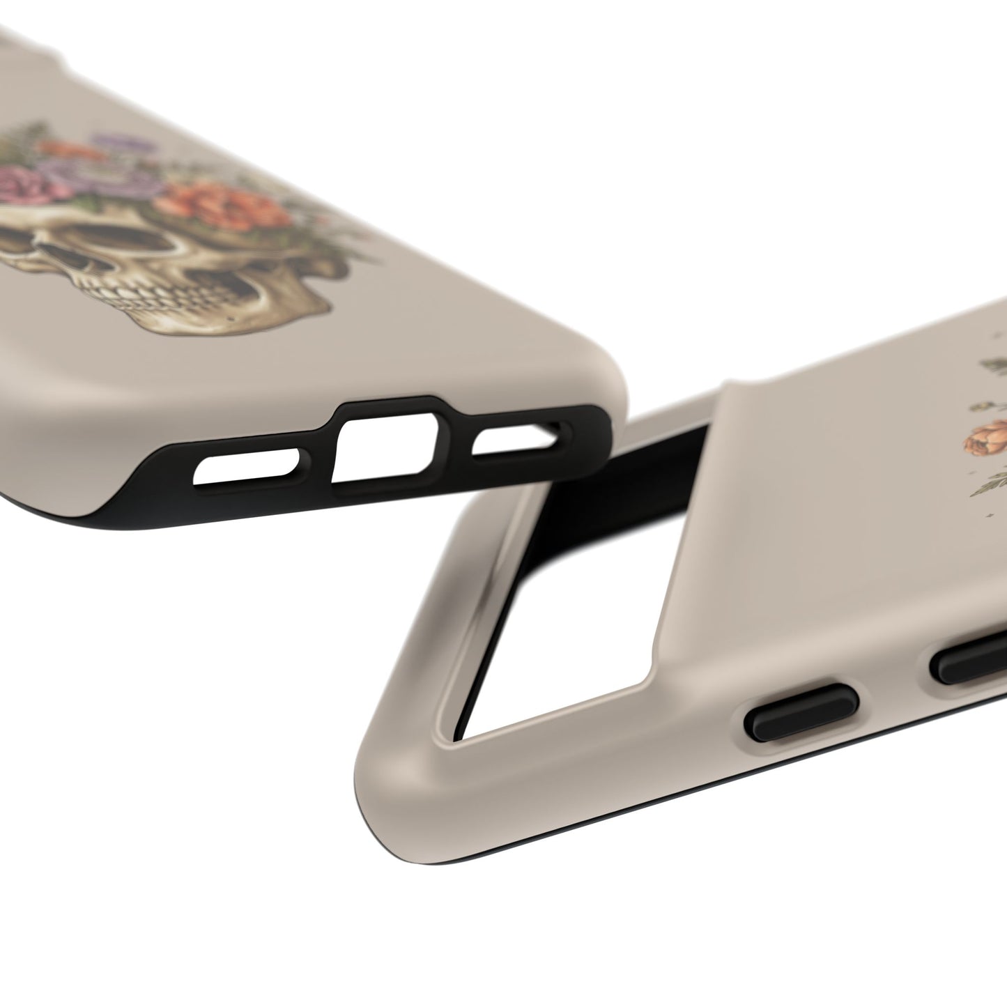 Floral Skull Tough Phone Case  Protective iPhone Case with Vintage Flower Skull Design